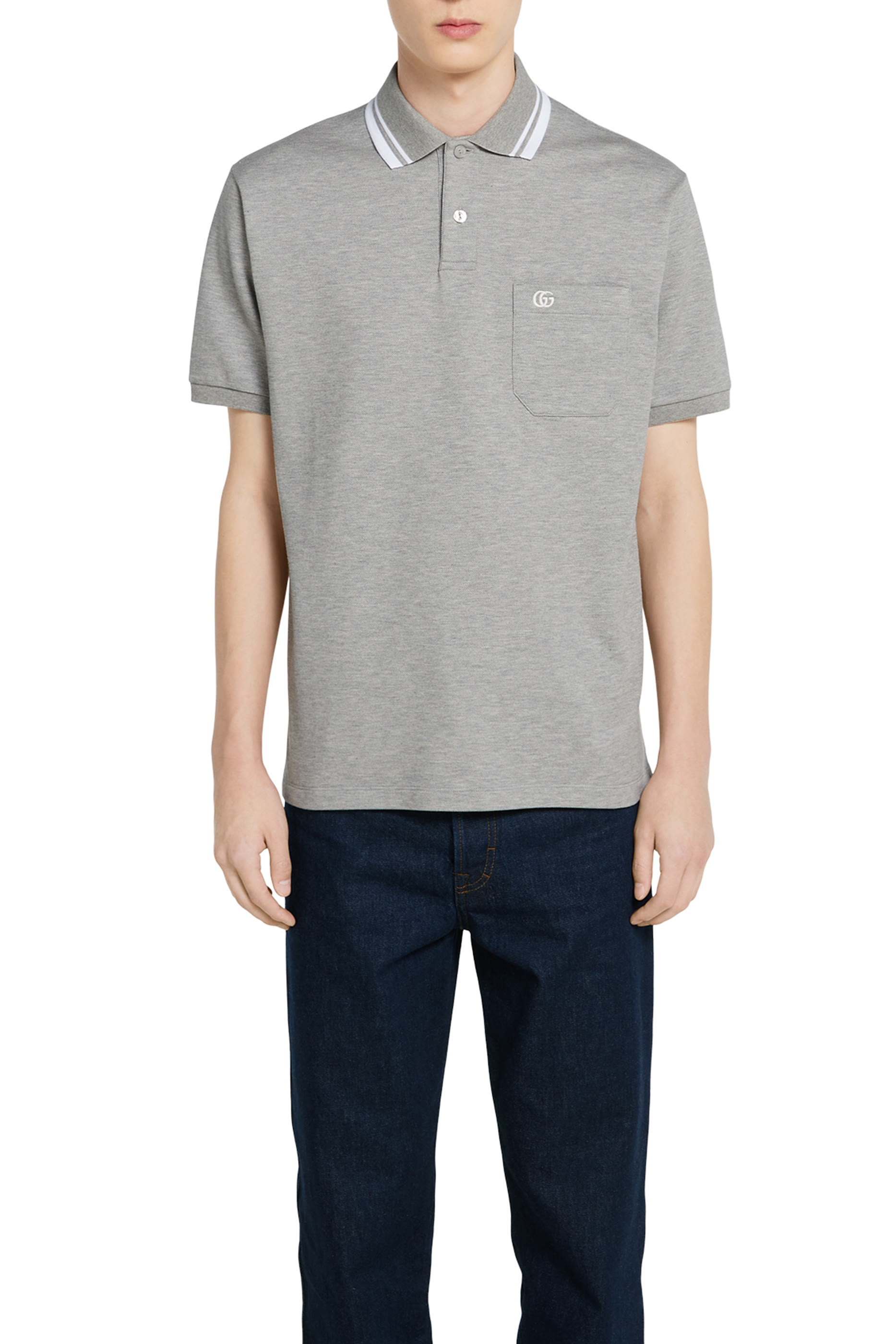 GG Embroidered Cotton Piquet Polo Shirt 