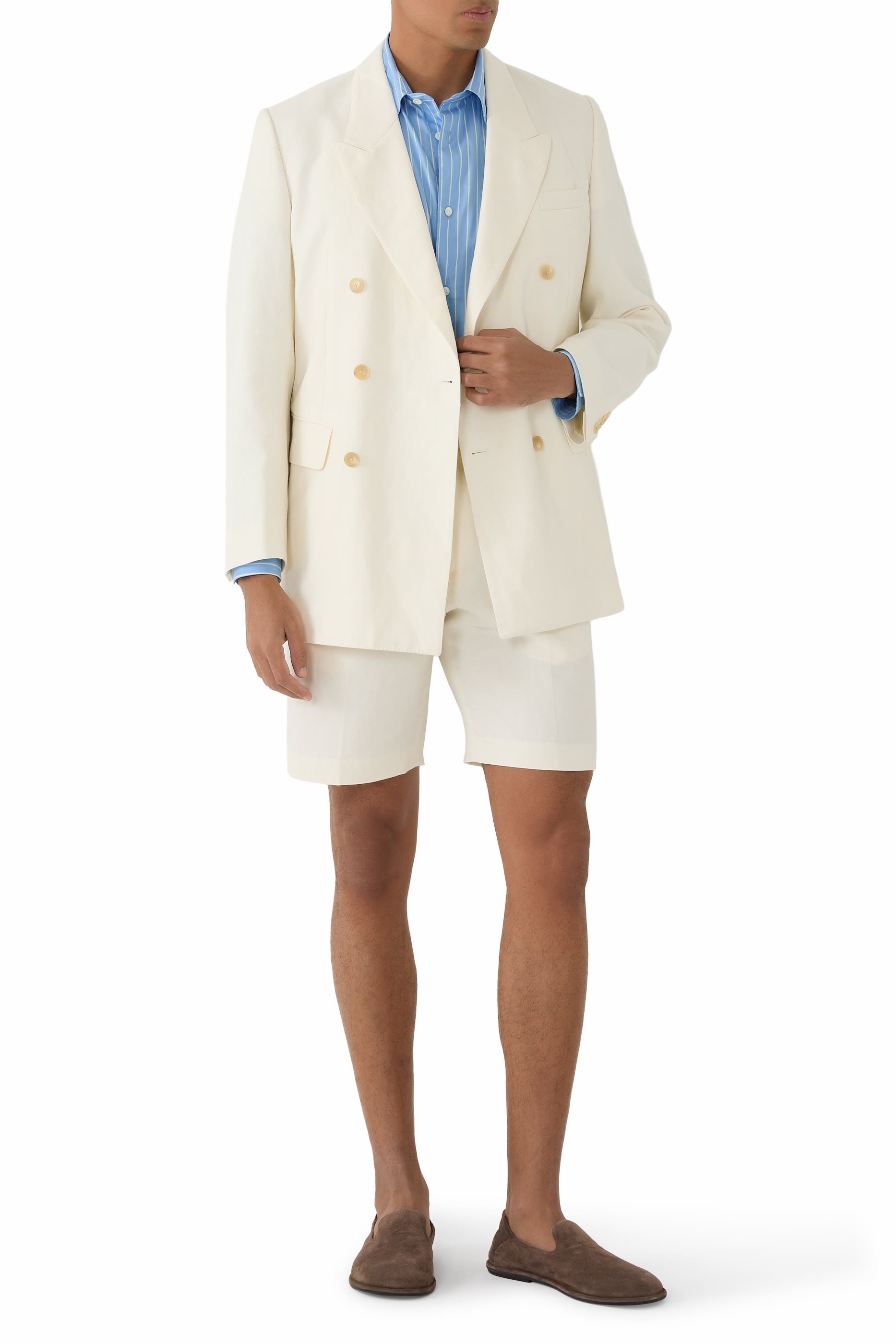 Wool Cotton Linen Ox Double-Breasted Jacket