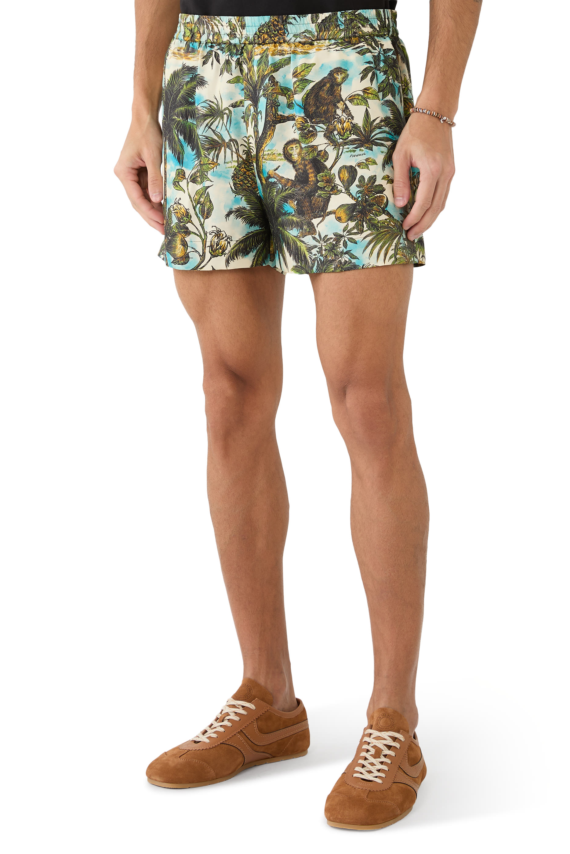  Monkey Print Pull-On Shorts