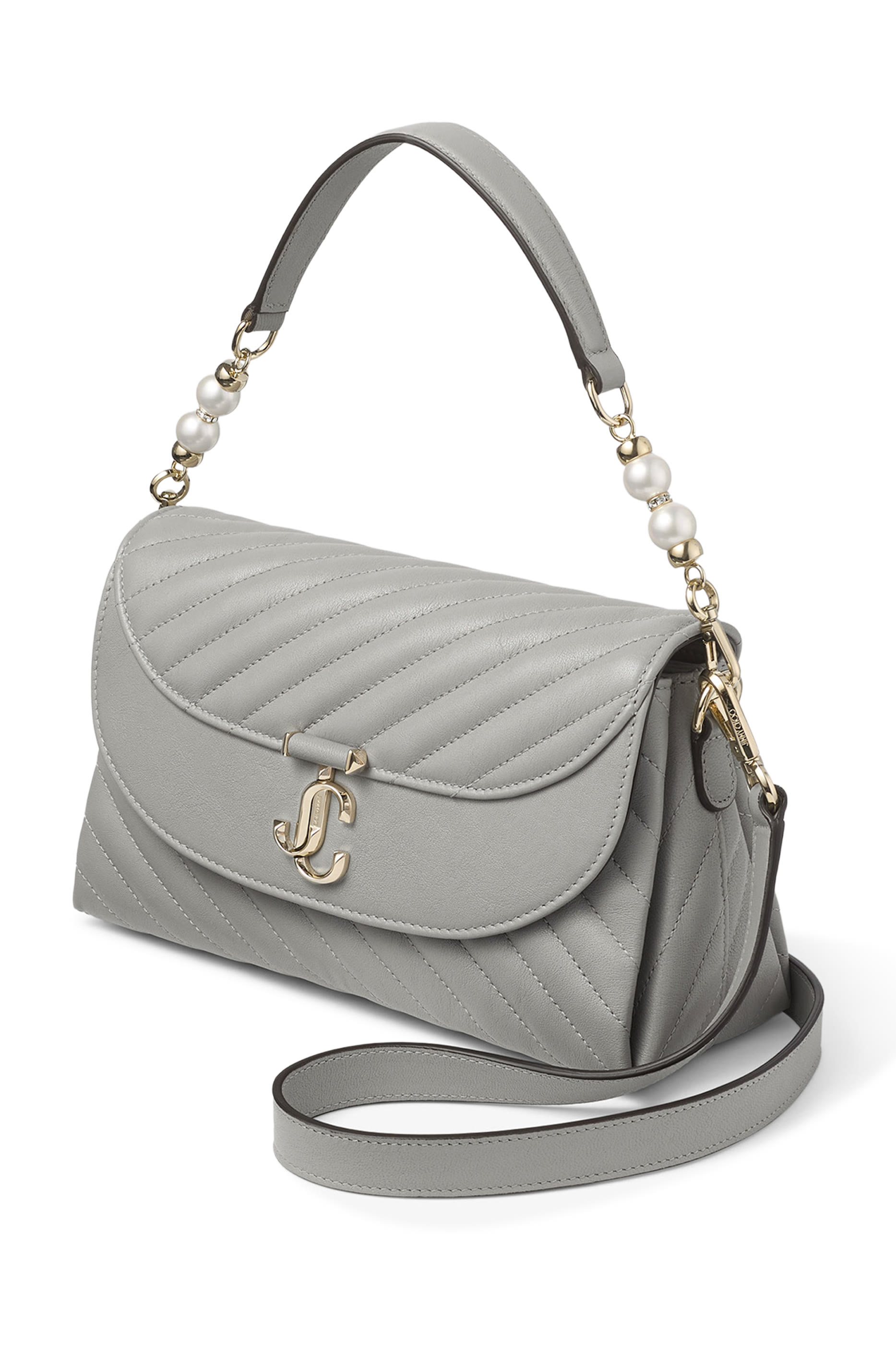 Curve Top Handle Bag with Pearl Detail 
