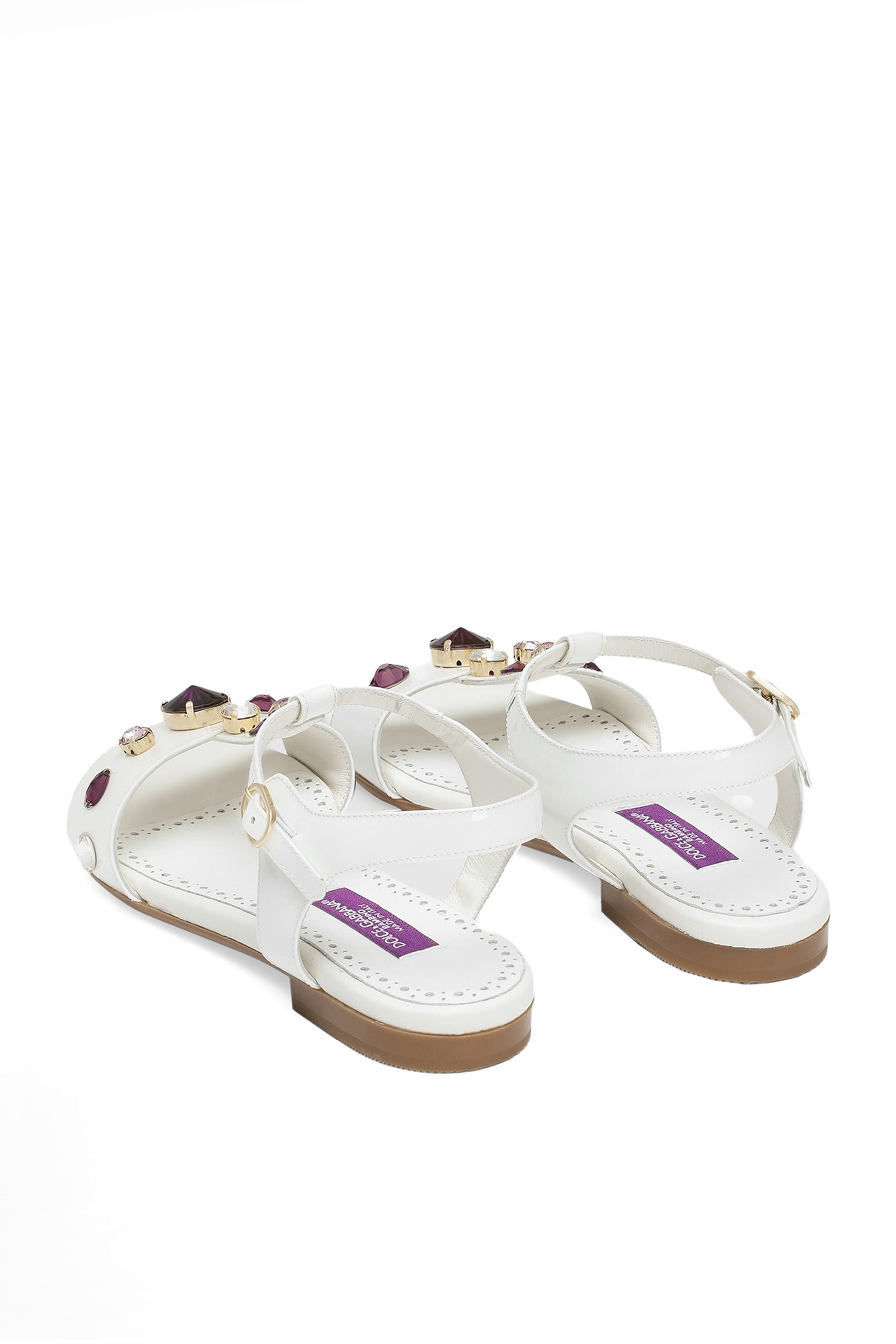Kids Patent Leather Sandals with Embroidery
