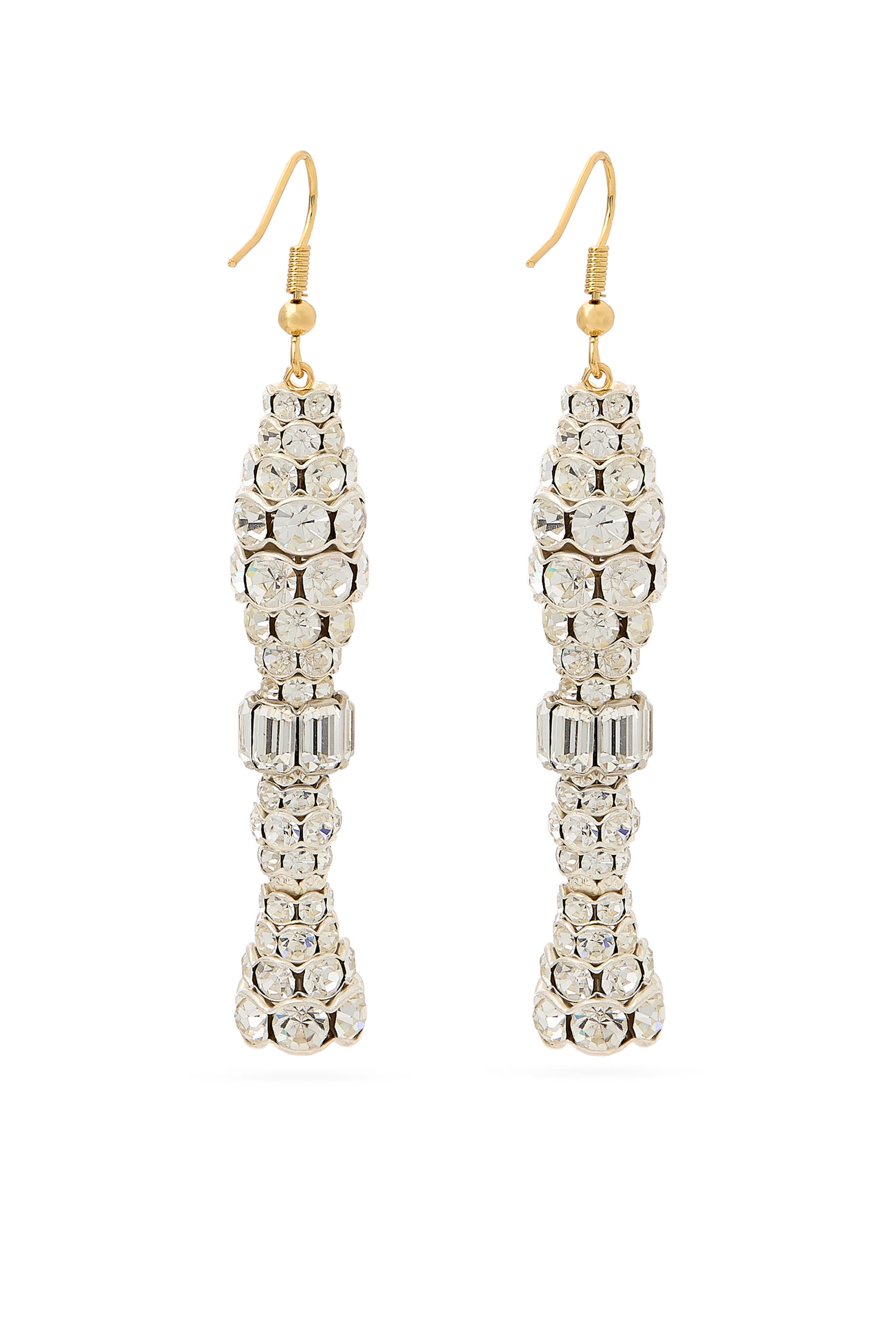 Dangle Earrings with Strass, 24K Yellow Gold & Strass