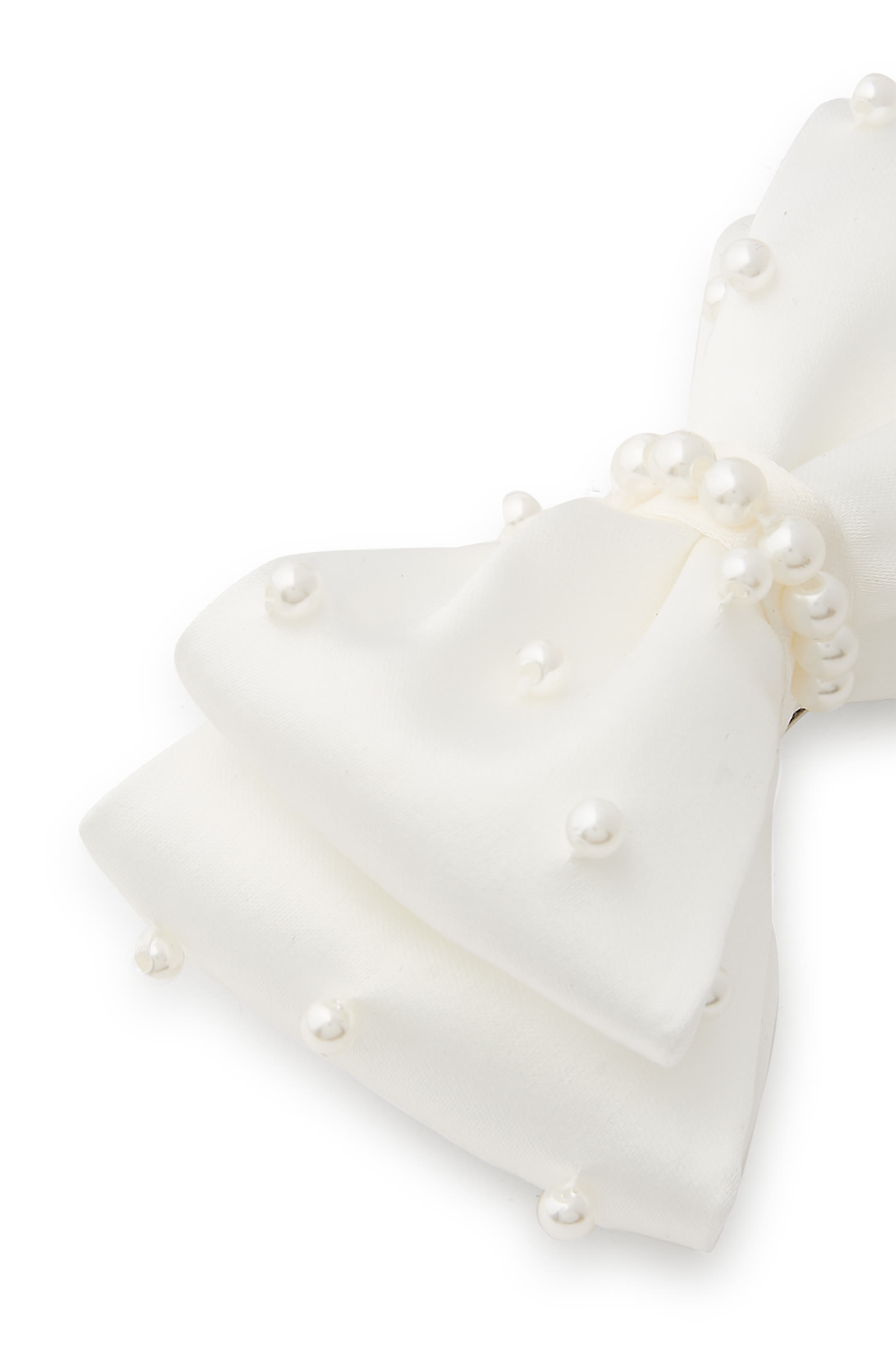 Satin Pearl Bow Hair Clip