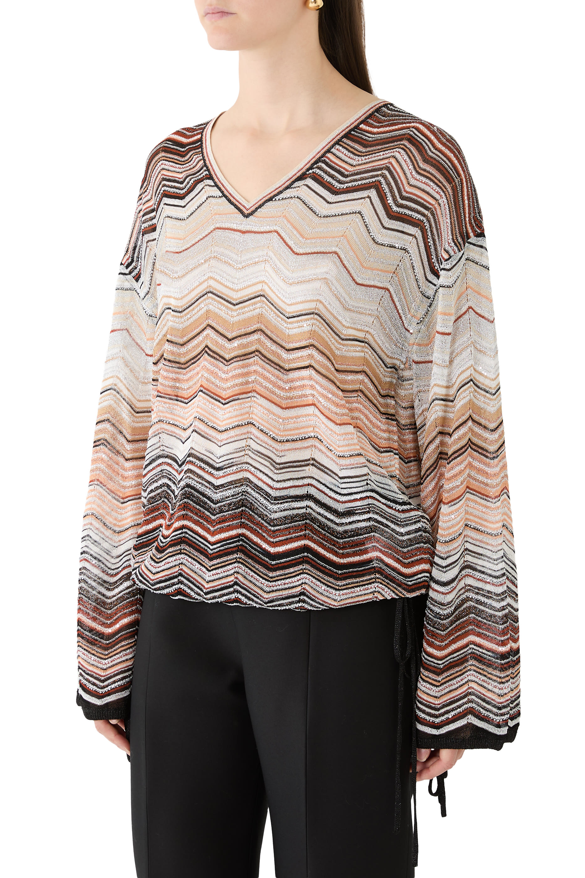  Chevron Lurex Sequinned Blouse