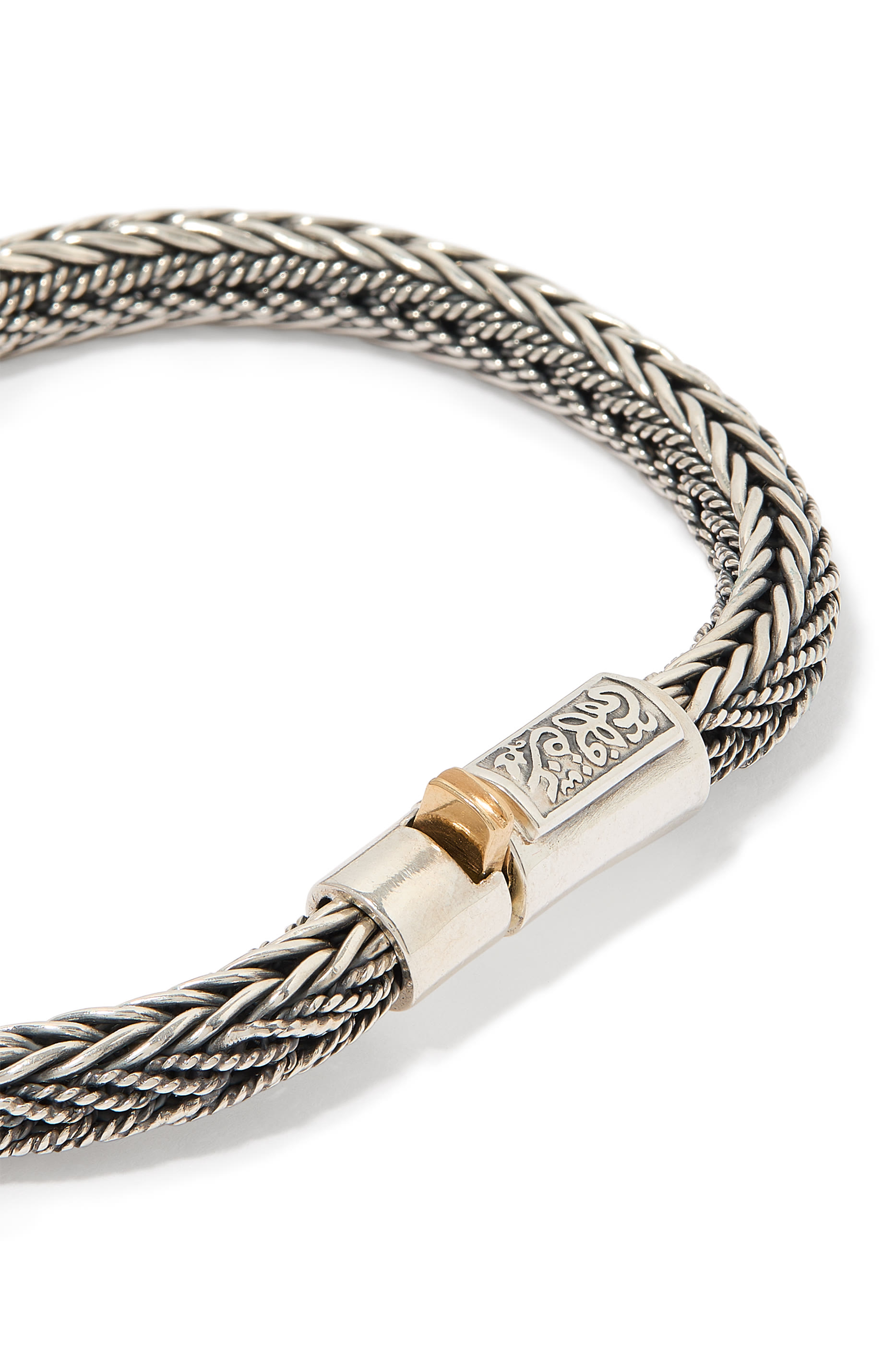 Scarab Braided Bracelet, 18k Yellow Gold, Sterling Silver & Diamonds