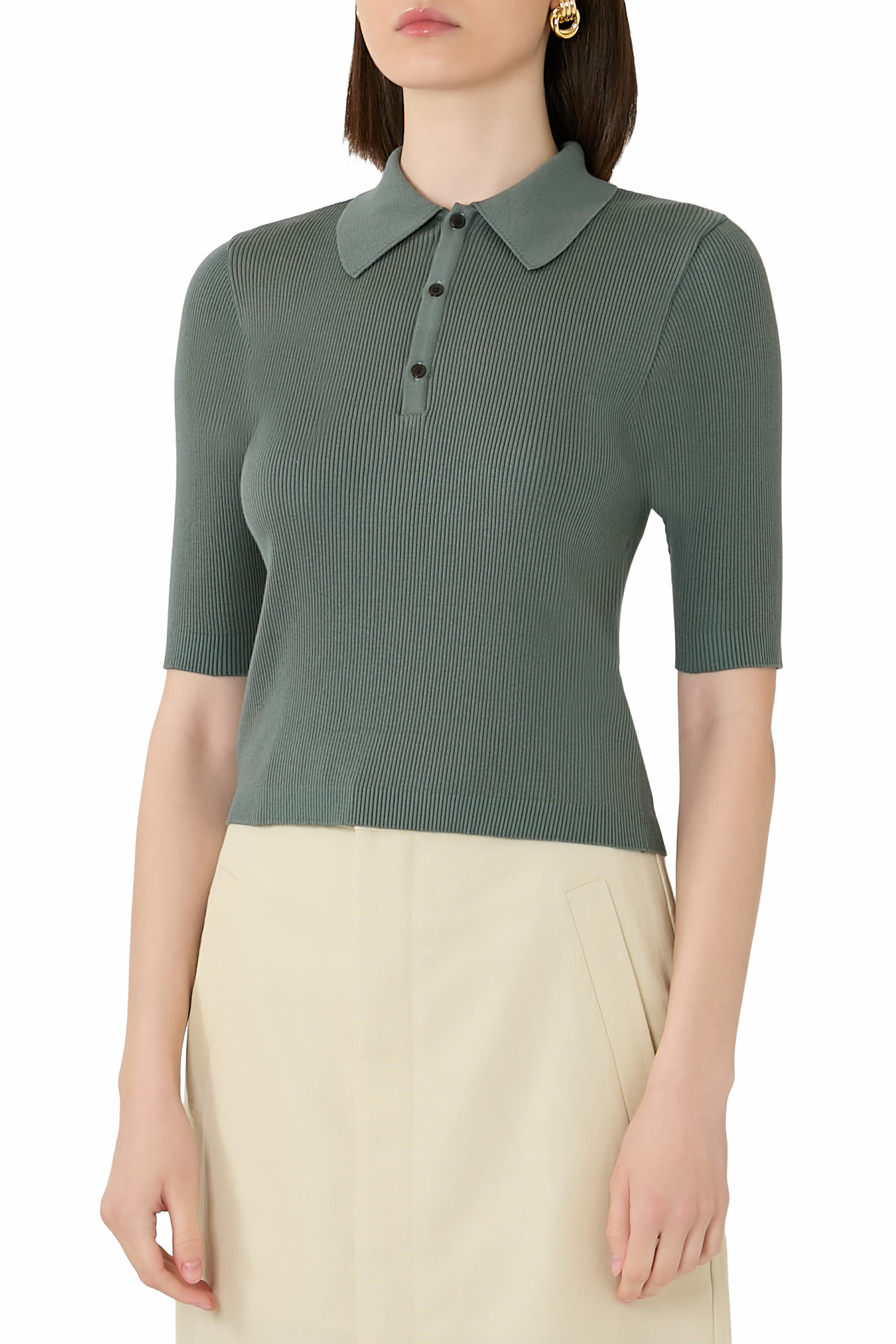 Cotton High Gauge Rib Knit Polo