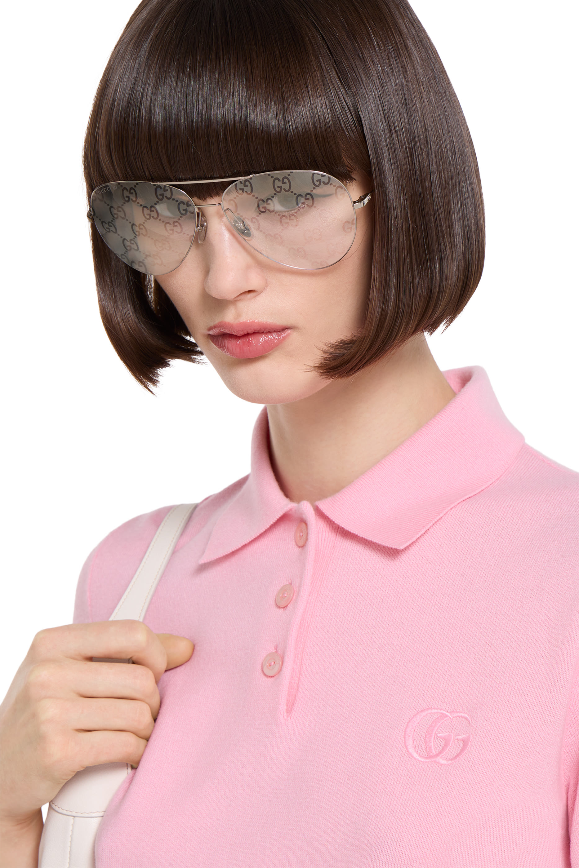 Knit Wool Polo Shirt with GG Embroidery