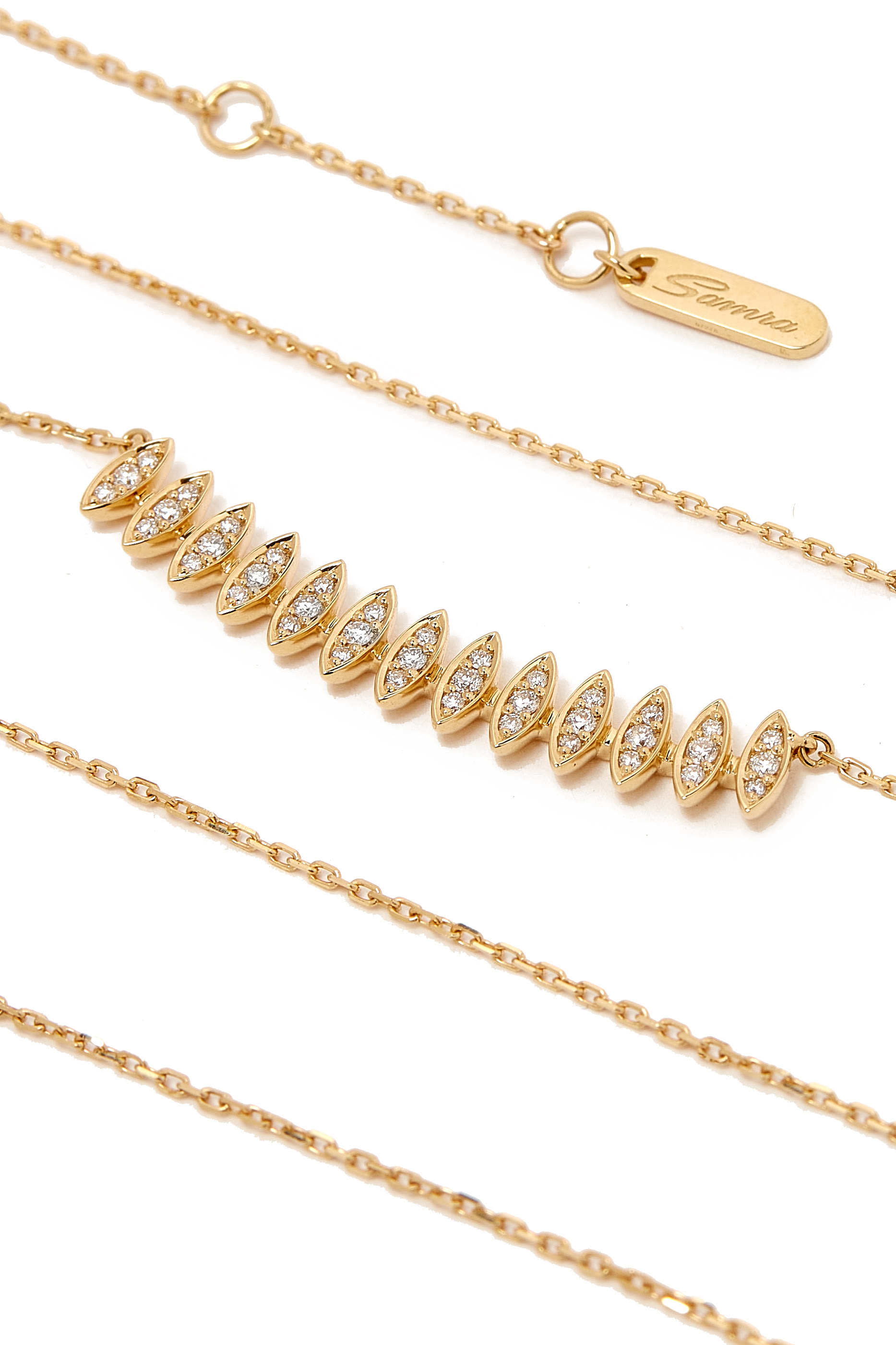 Barq Marquise Small Necklace, 18K Yellow Gold & Diamonds