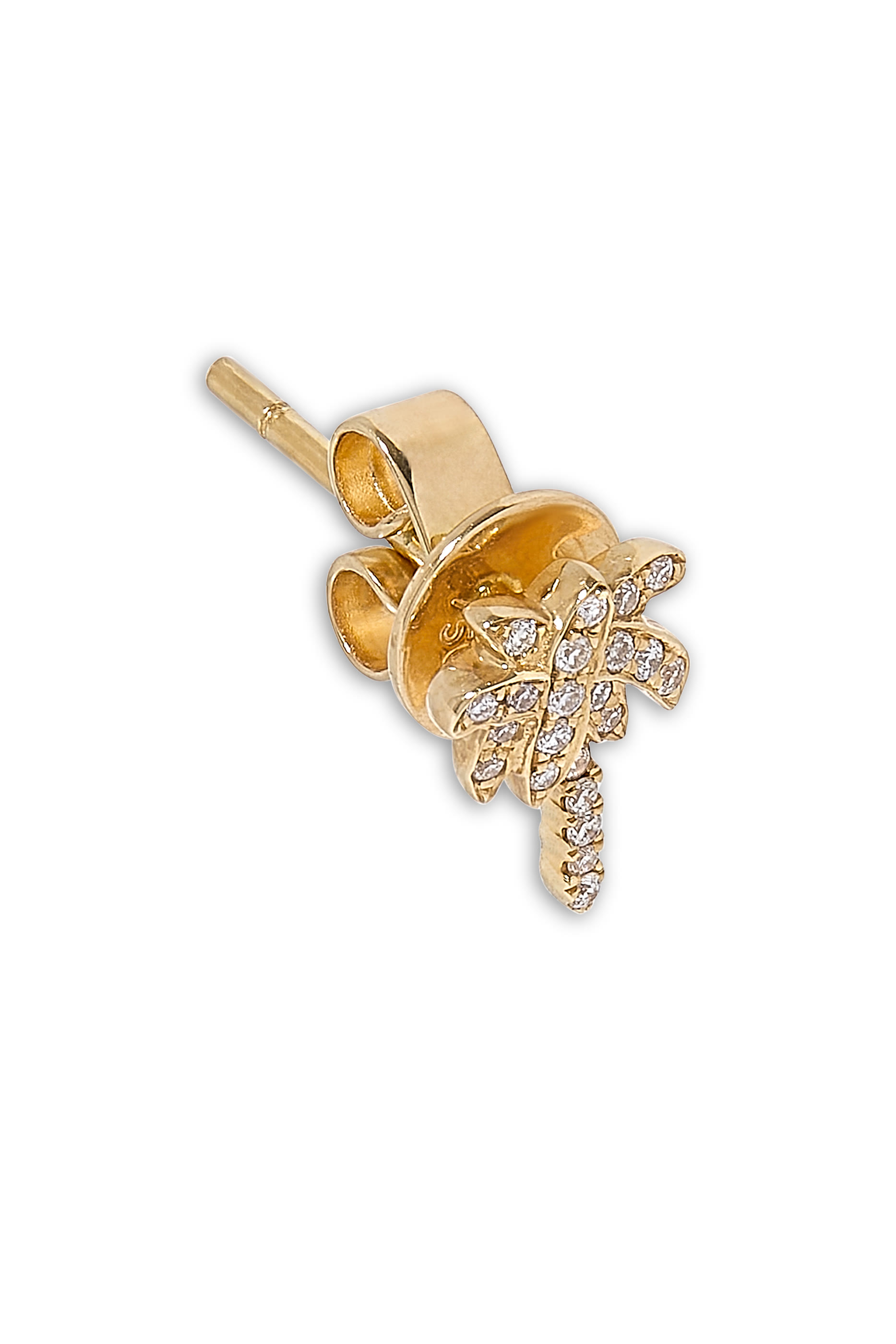Diamond Palm Tree Studs, 18K Yellow Gold & Diamonds