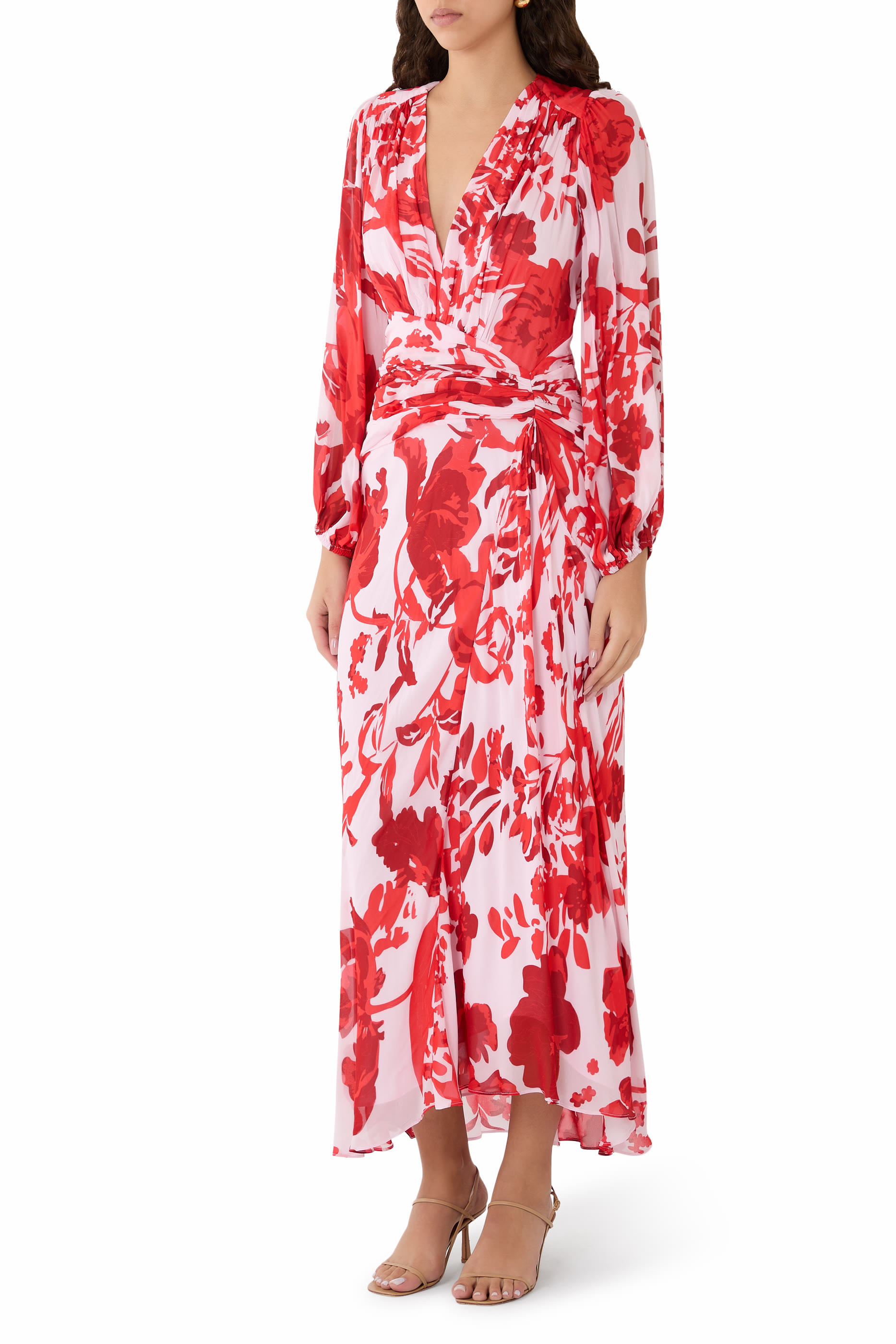 Aleyna Long Sleeve Ruched Maxi Dress