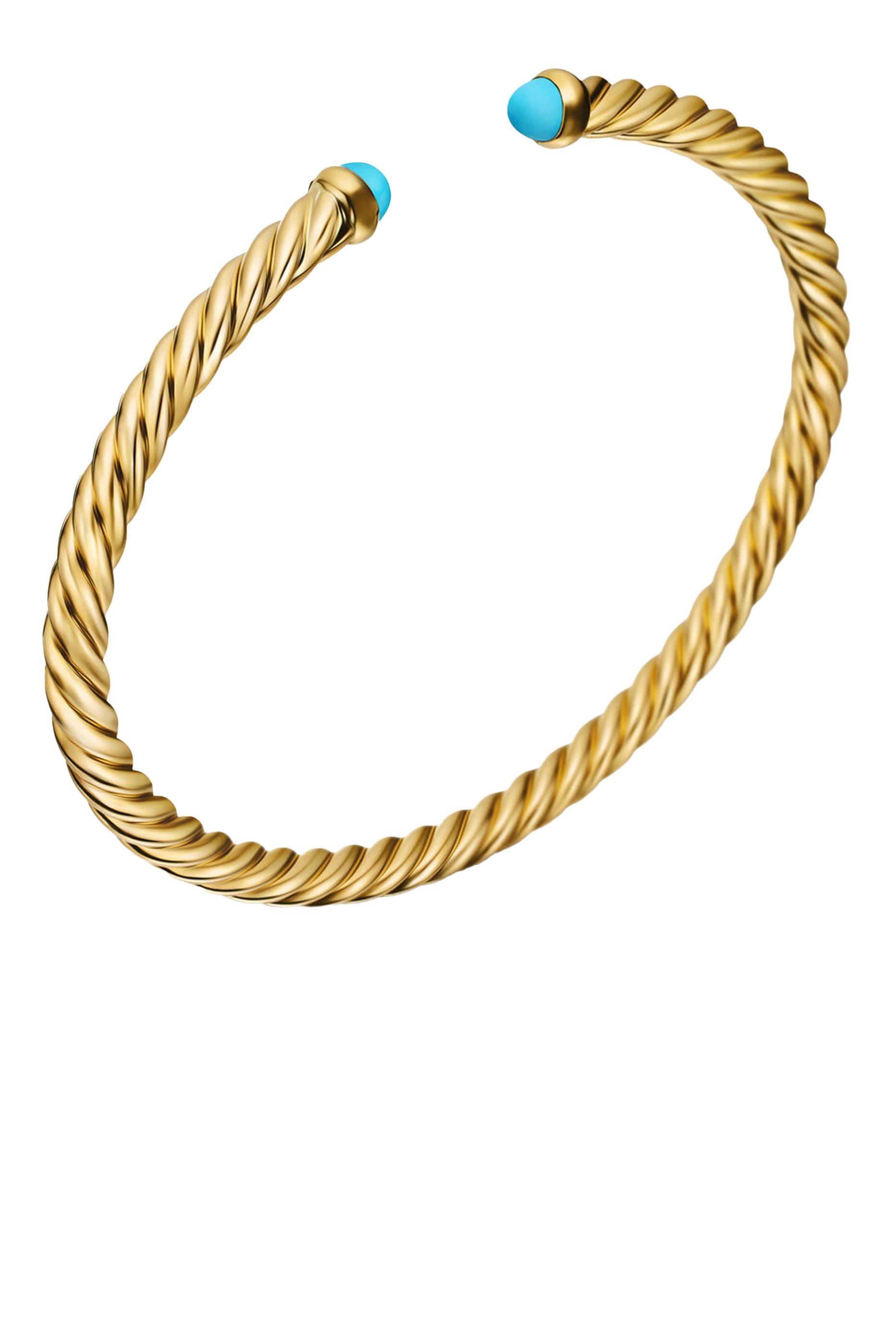 18K Yellow Gold & Turquoise Cable Flex Bracelet 