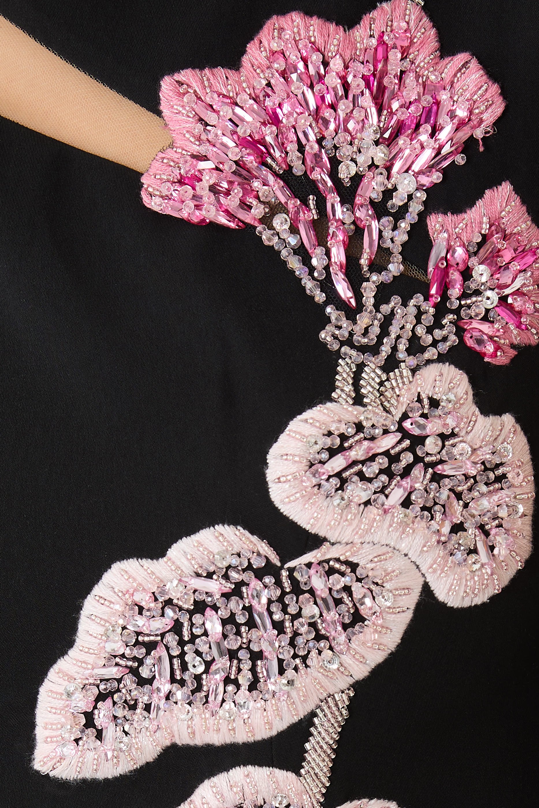 Sleeveless Embroidered Gown with Cape and Cut-Out Detail