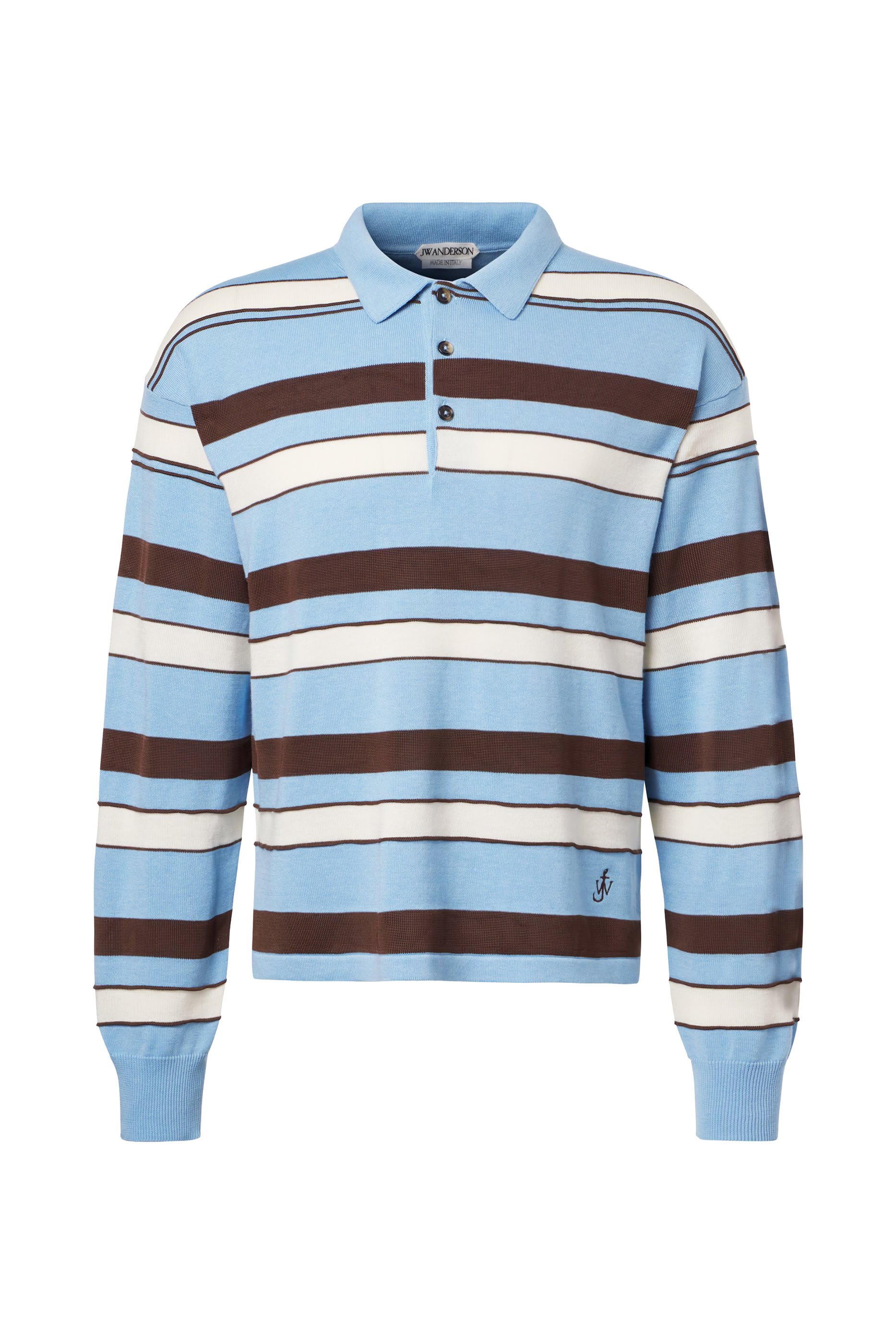 Knitted Striped Rugby Polo Top