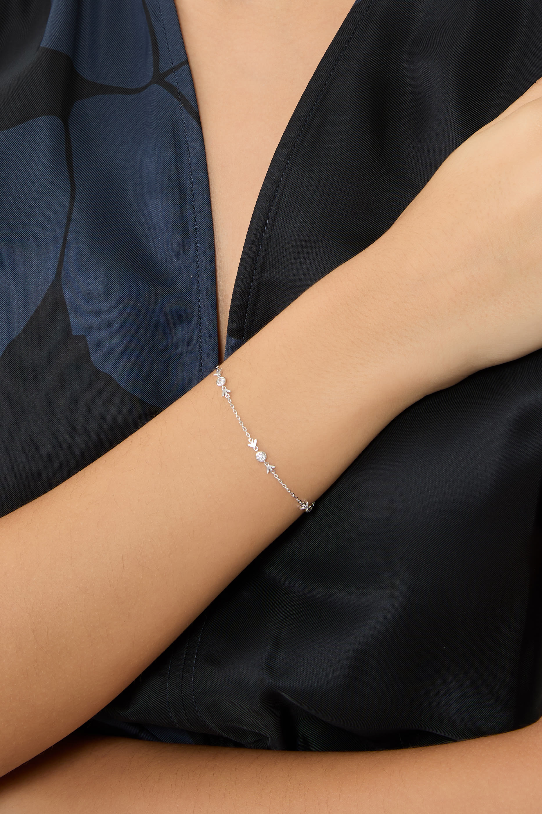 Station Bracelet, Sterling Silver