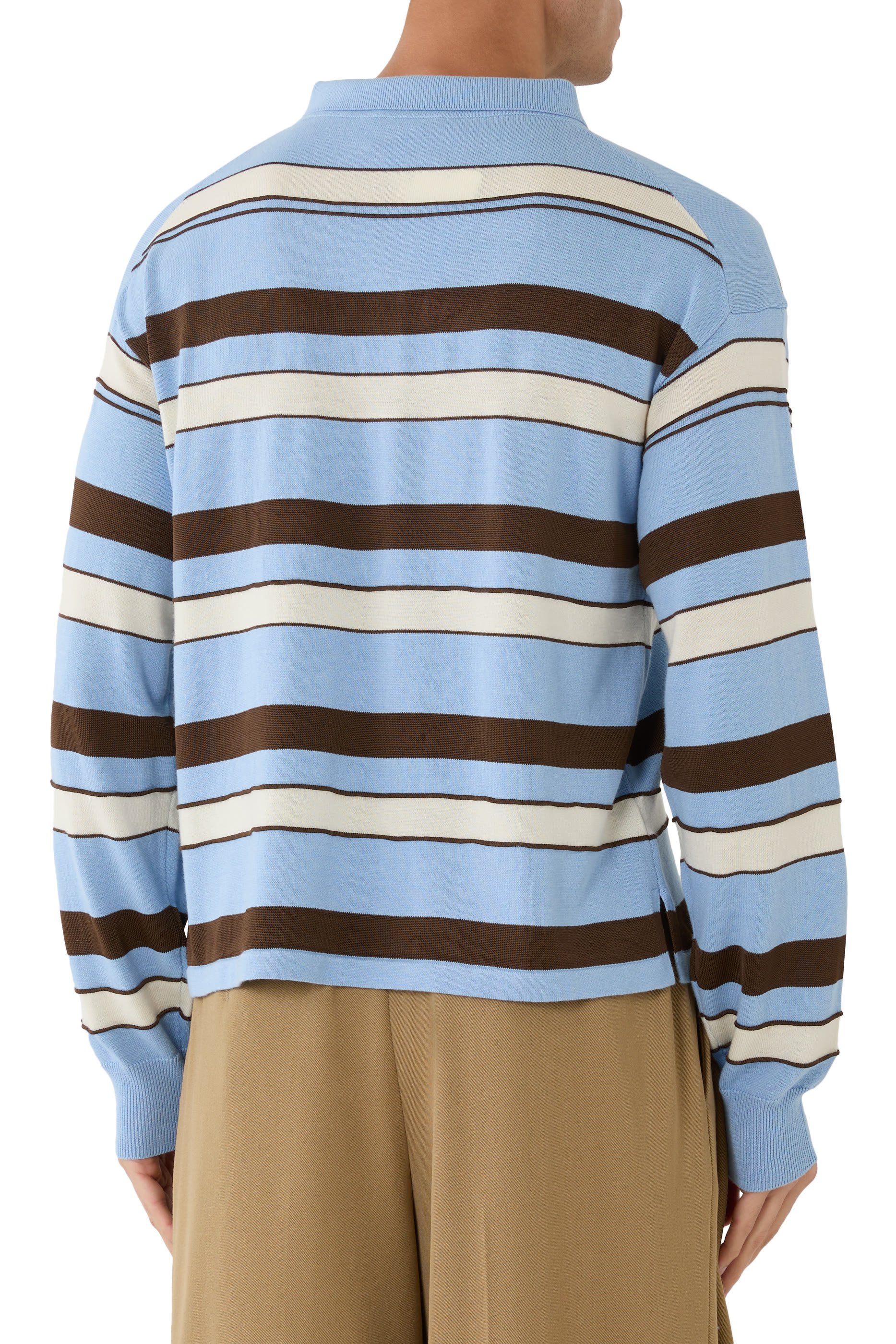 Knit Stripe Rugby Polo Top