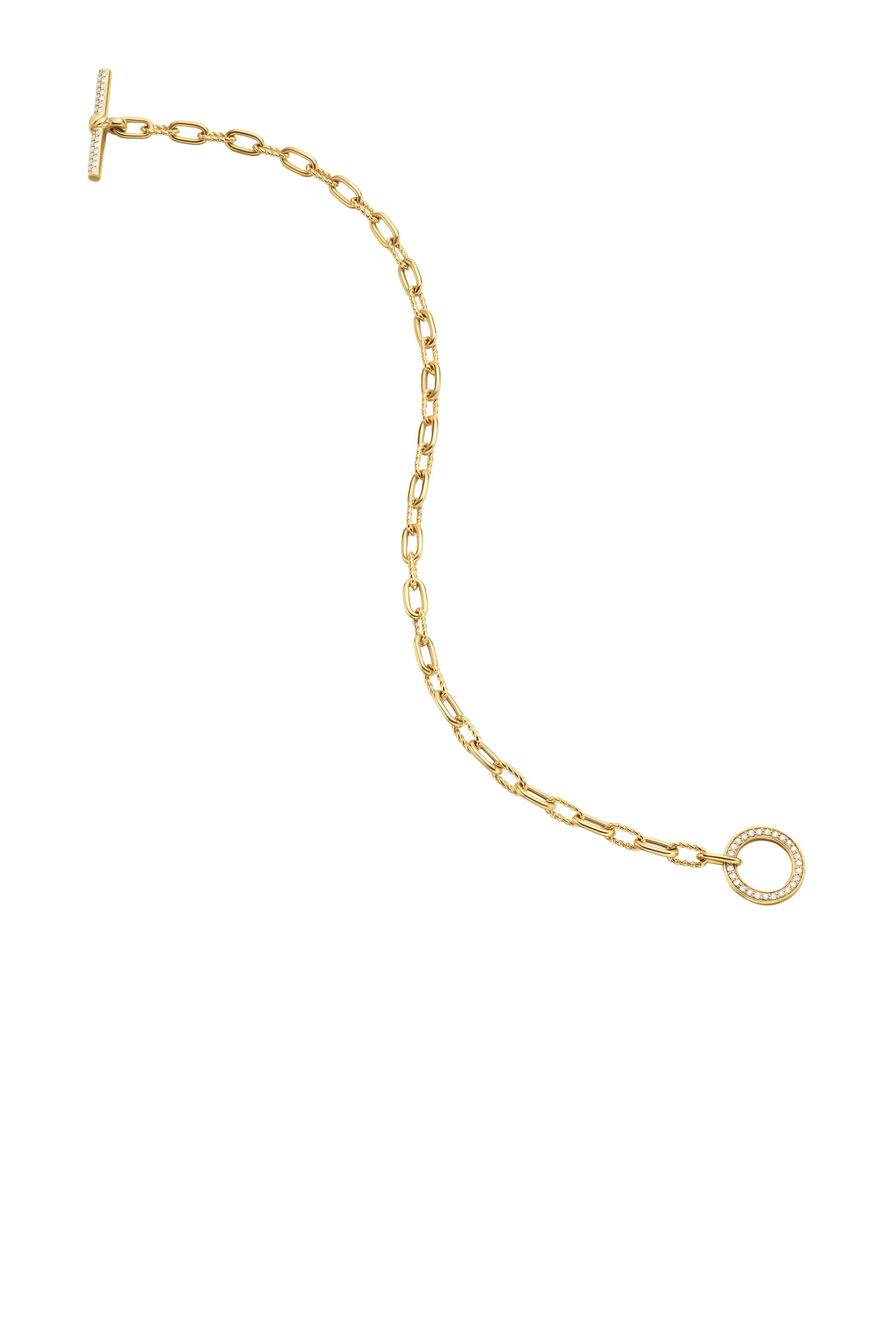 DY Madison&reg; Pav&eacute; Toggle Chain Bracelet, 18k Yellow Gold & Diamonds