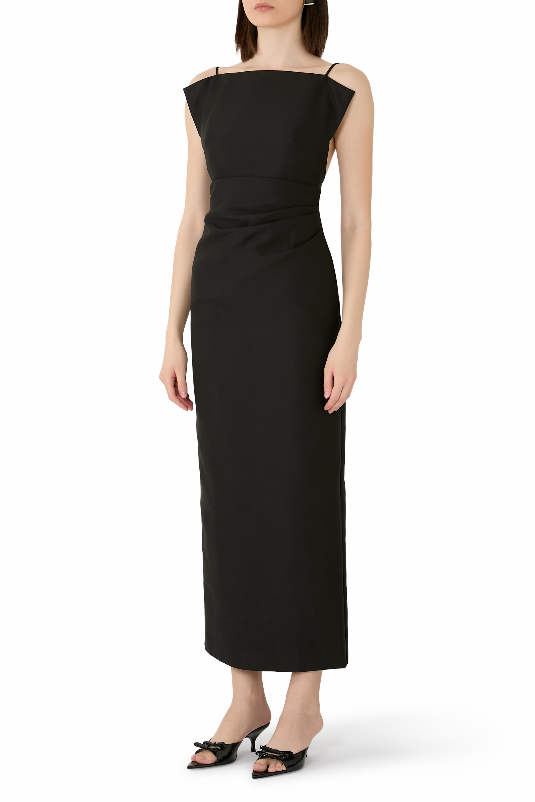 Otis Draped High-Neck Midi Dress