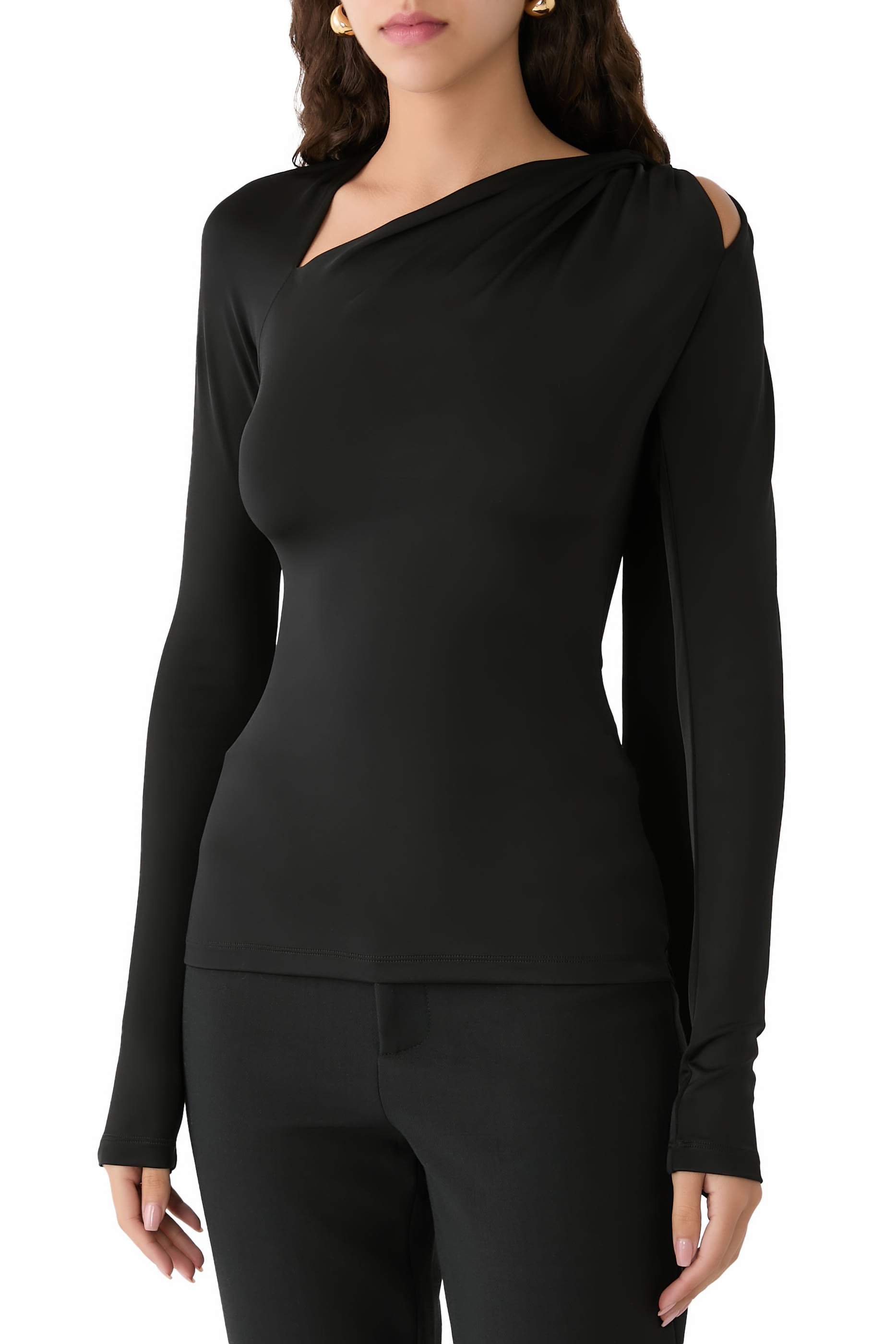 Slash Neck Jersey Top 