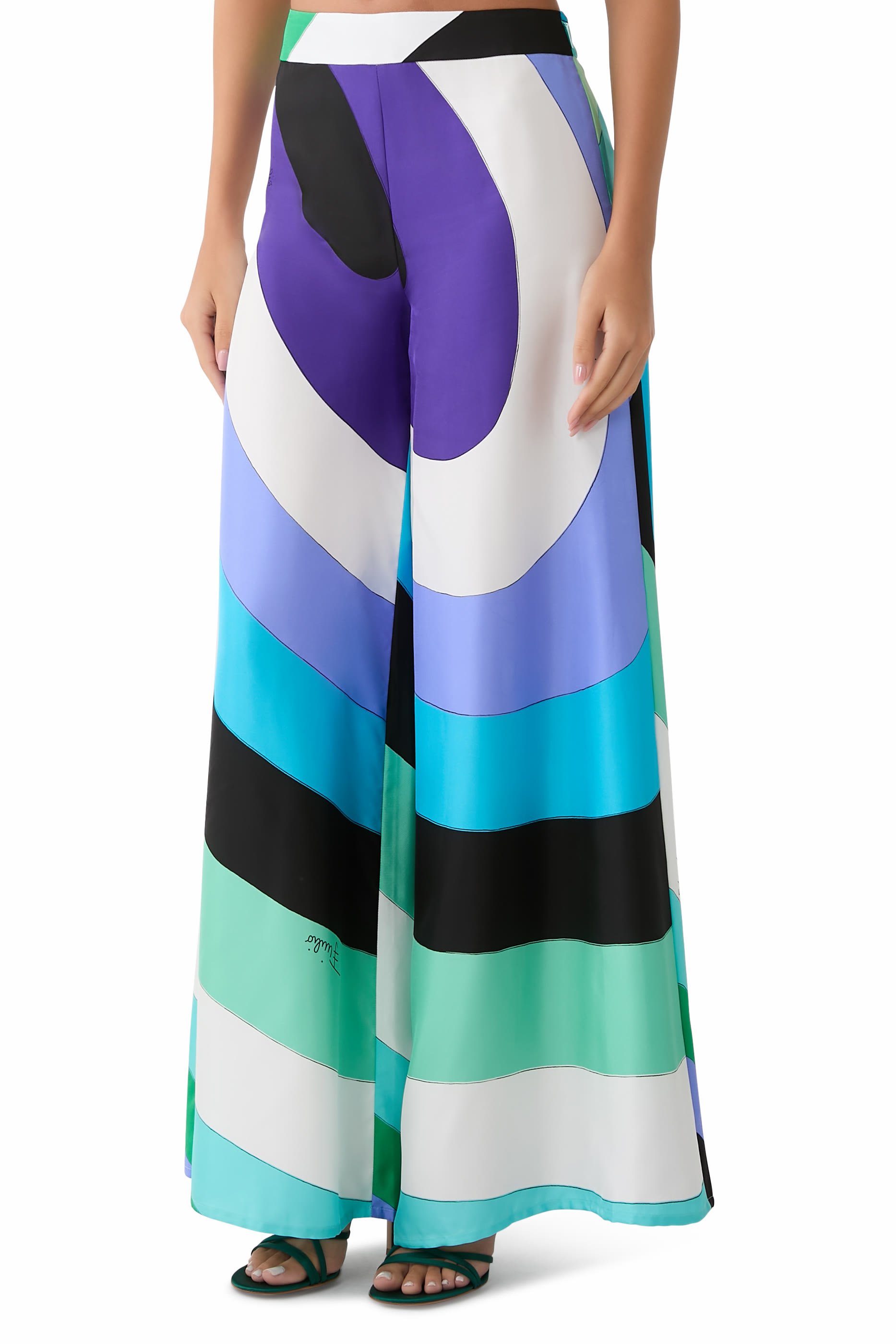 Iride Print Silk Twill Pants 