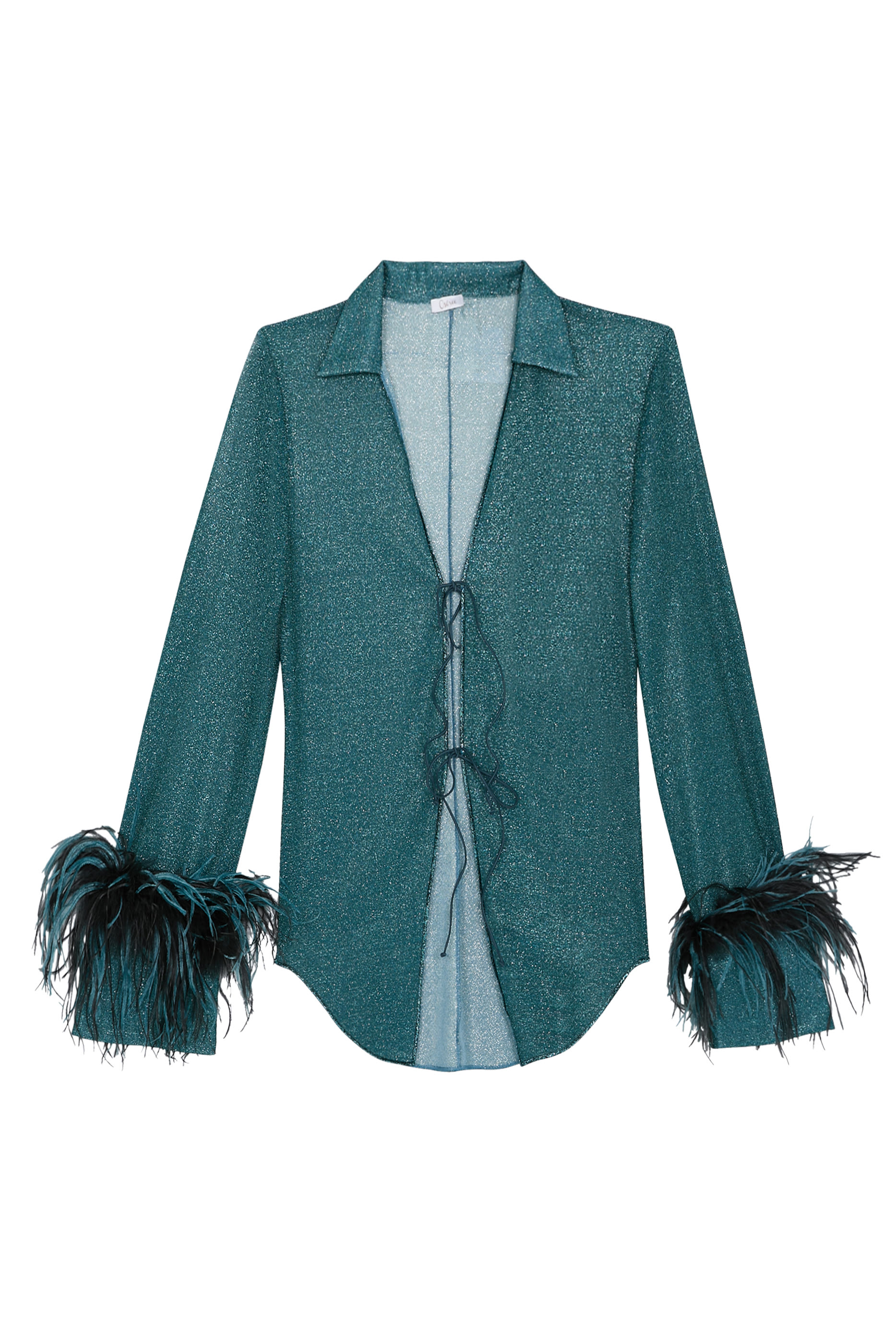 Lumiere Plumage Tie-Front Lurex Shirt