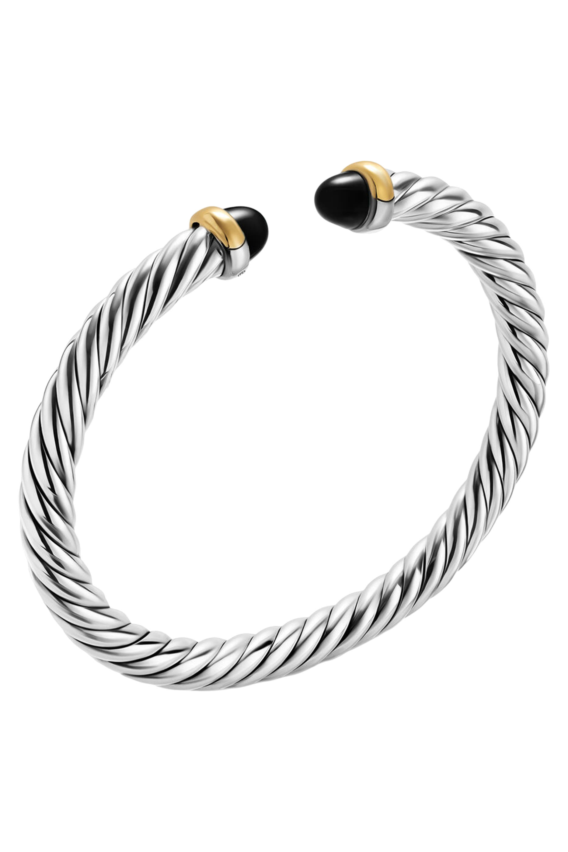 Cable Flex&reg; Bracelet, Sterling Silver, 14k Yellow Gold & Onyx