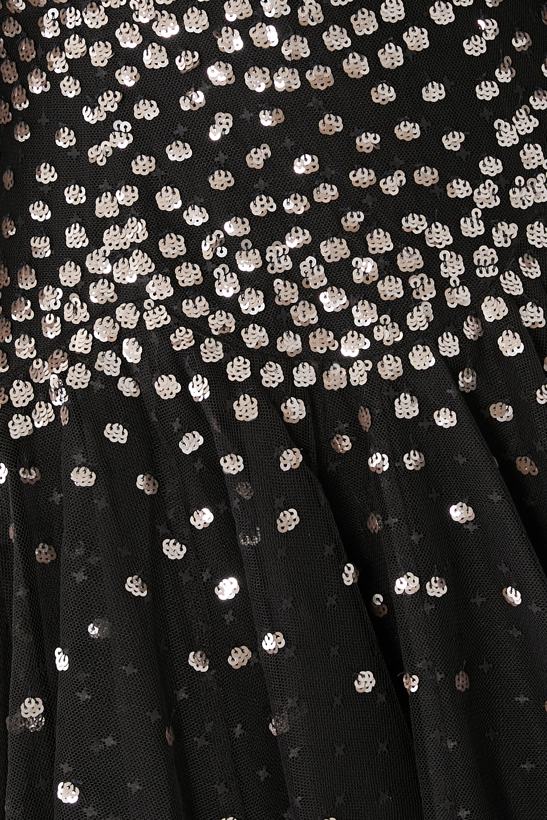 Scallop Sequin Round Neck Micro Mini Dress