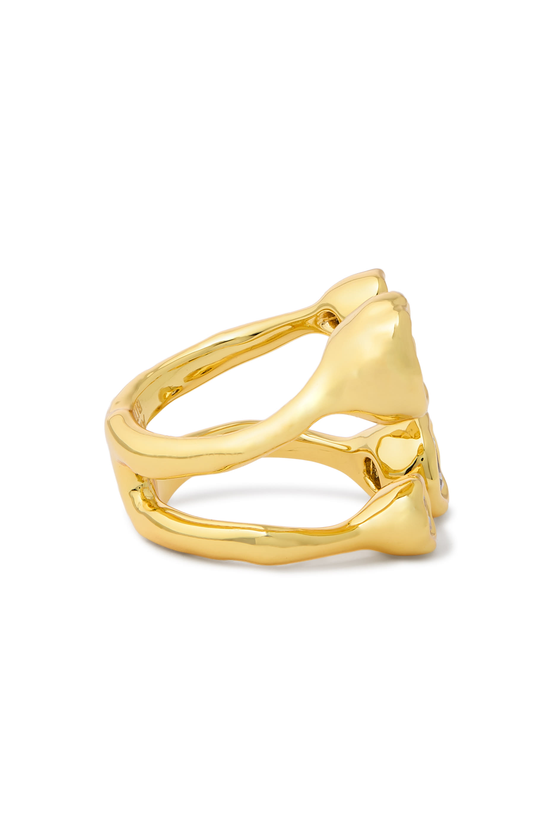 Asterales Open Ring, 14k Gold Plated Brass & Cubic Zirconia