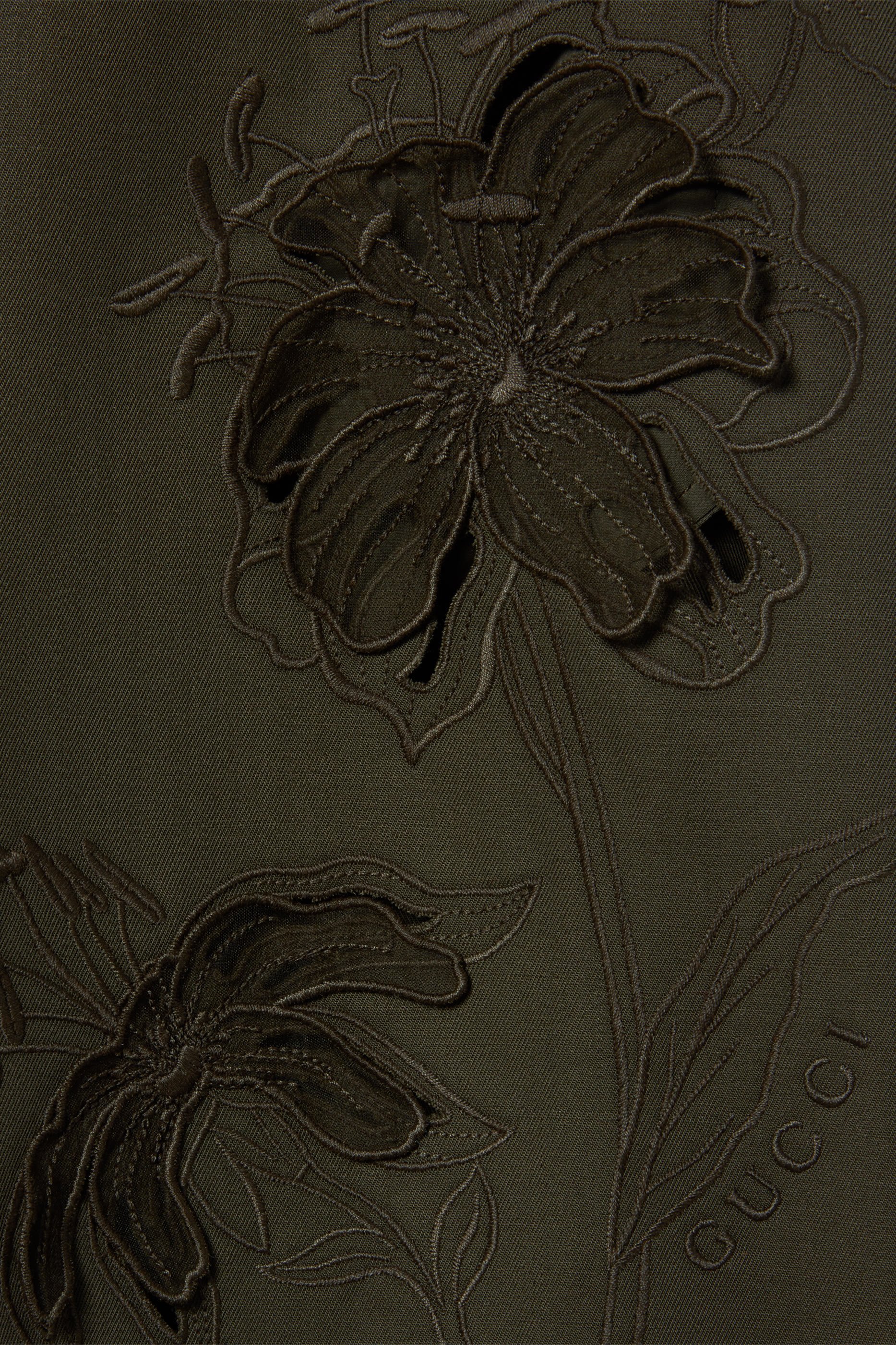 Floral Embroidered Wool Mohair Skirt