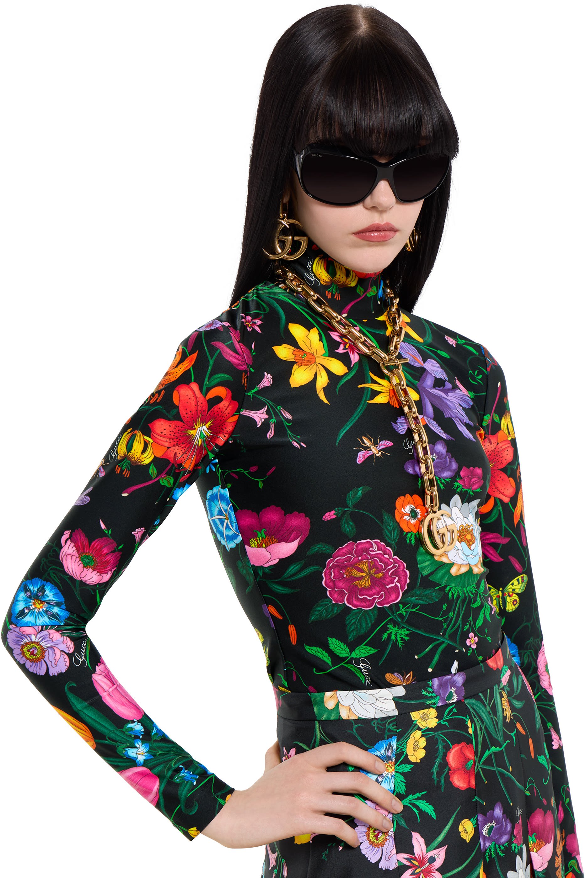  Printed Sparkling Jersey Turtleneck