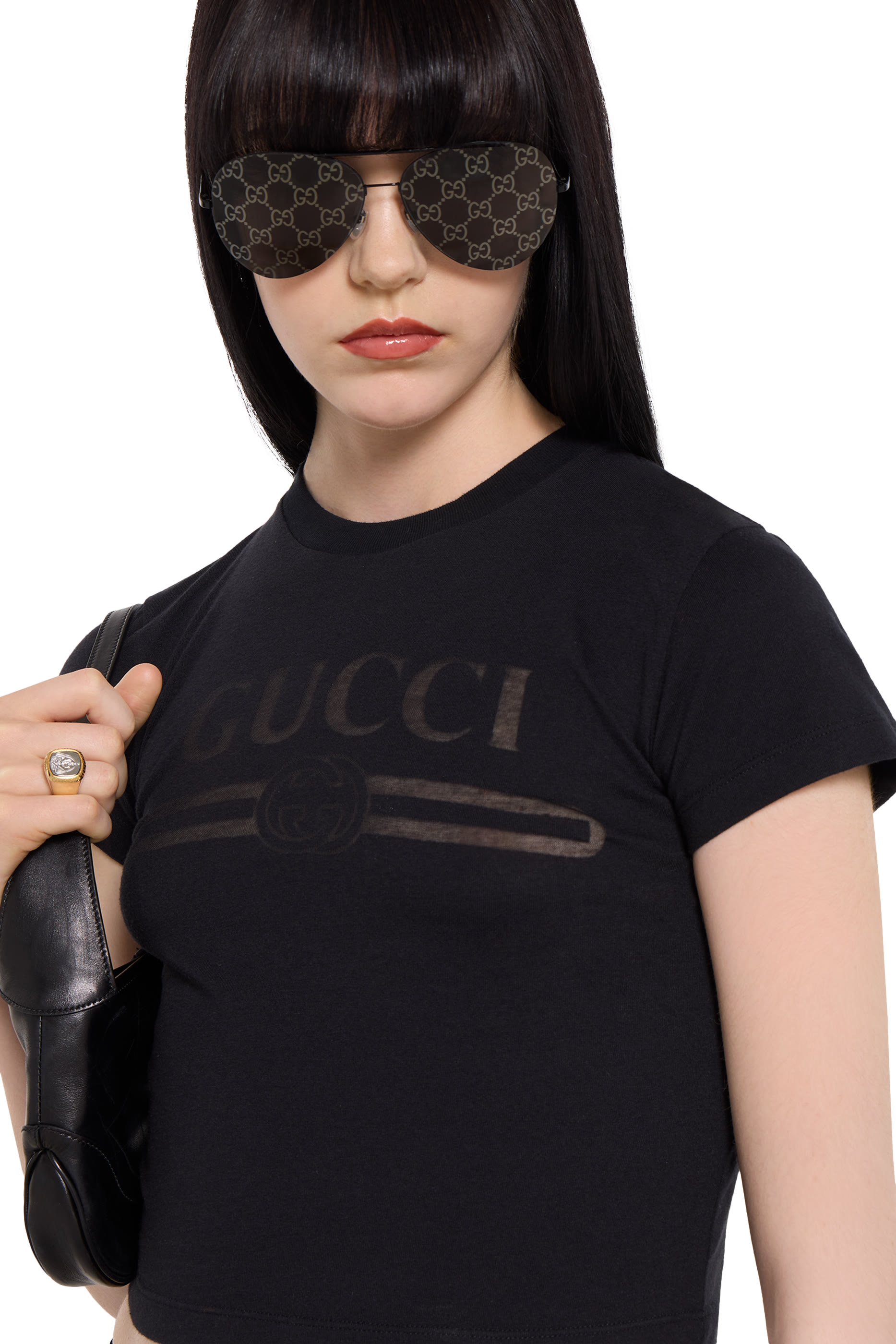 Cotton Jersey T-Shirt with Devor&eacute; Detail 