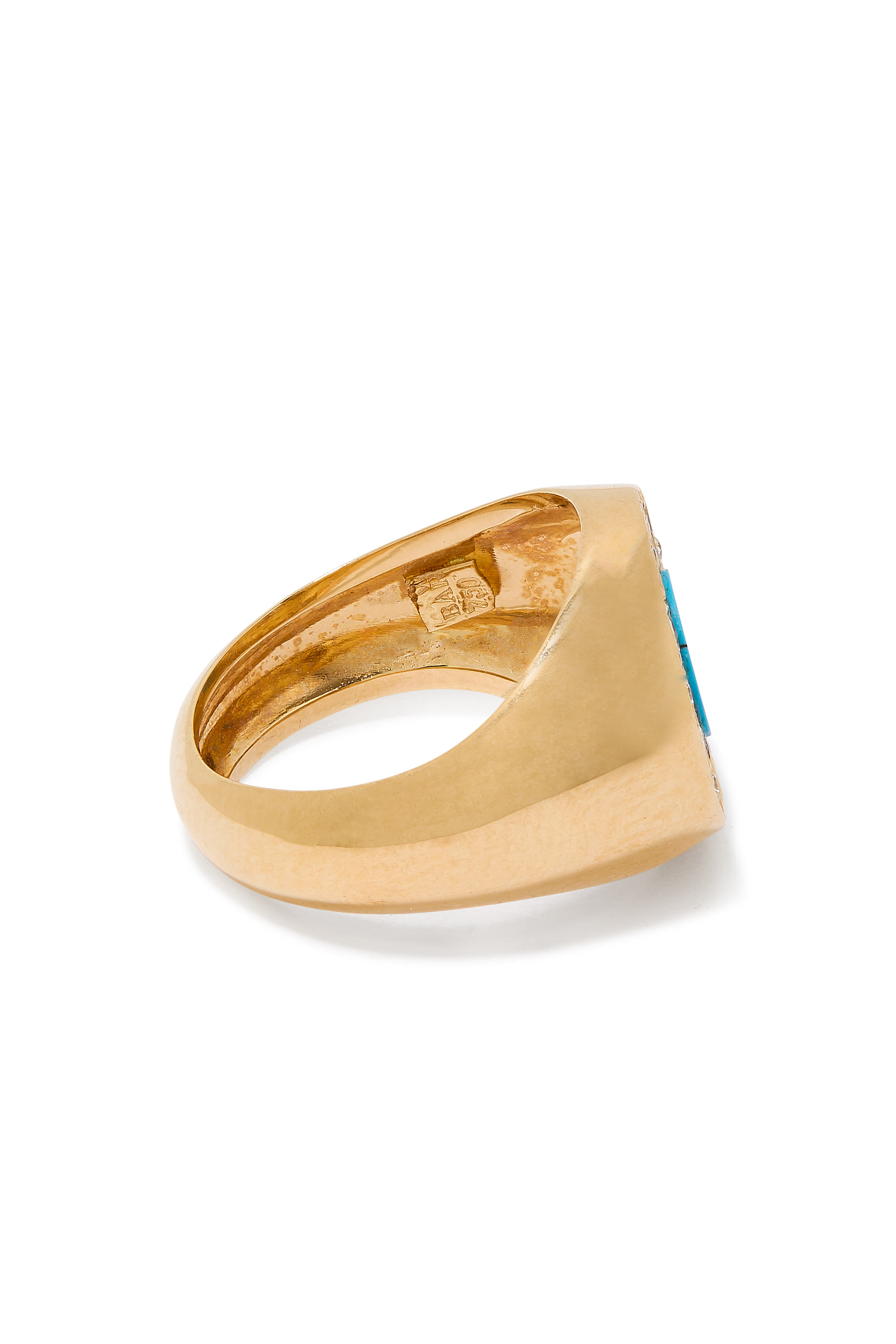 Ibiza Golden Pinky Ring, 18k Yellow Gold with Diamonds & Turquoise