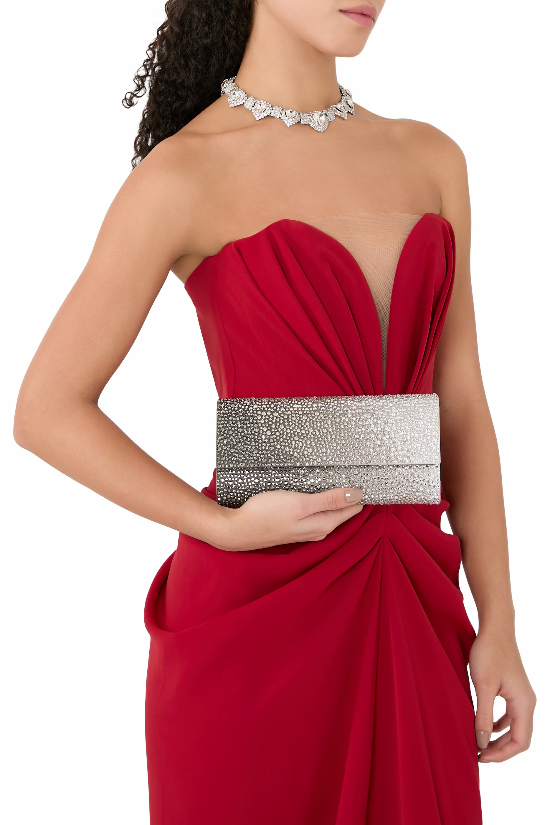 Perry Crystal Caviar Gradient Flame Handbag