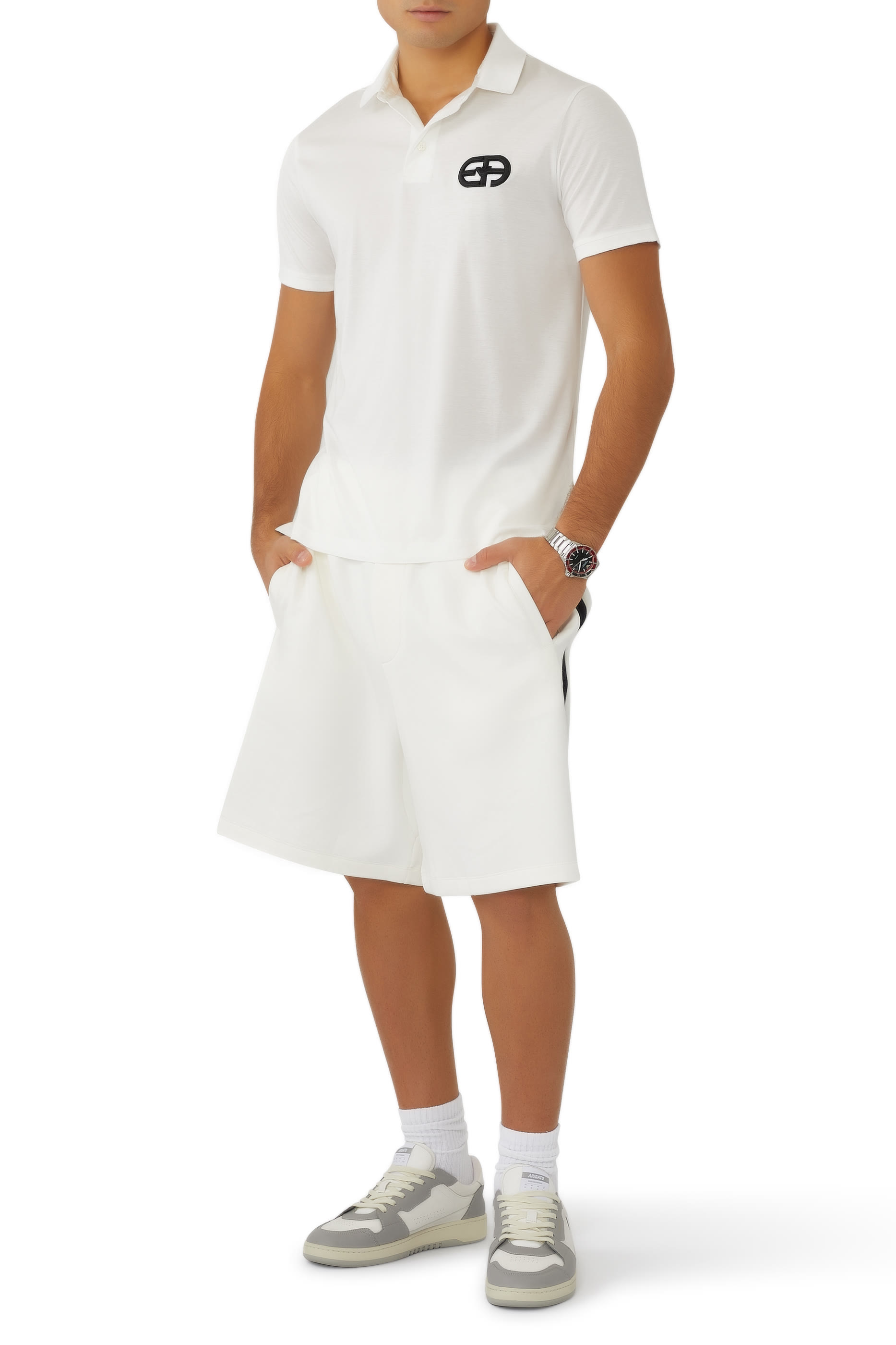 Embossed EA Logo Embroidery Lyocell-Blend Jersey Polo Shirt