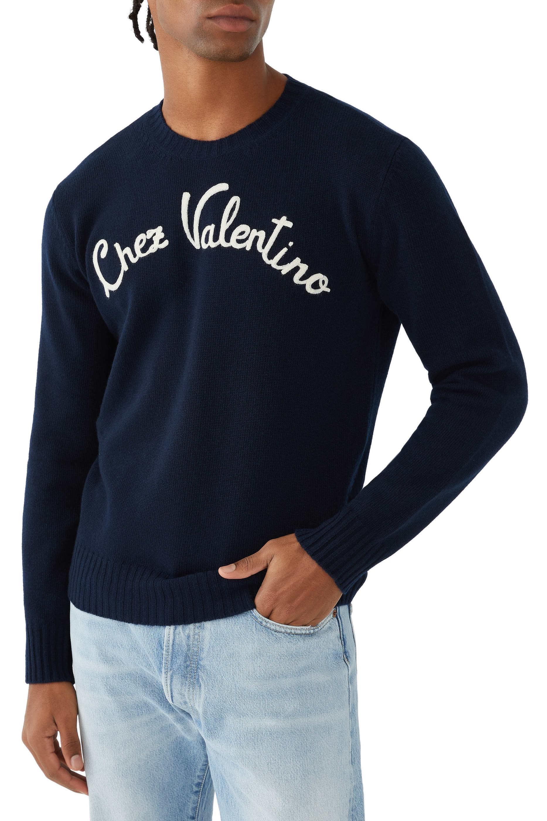 Chez Valentino Wool Crewneck Sweater