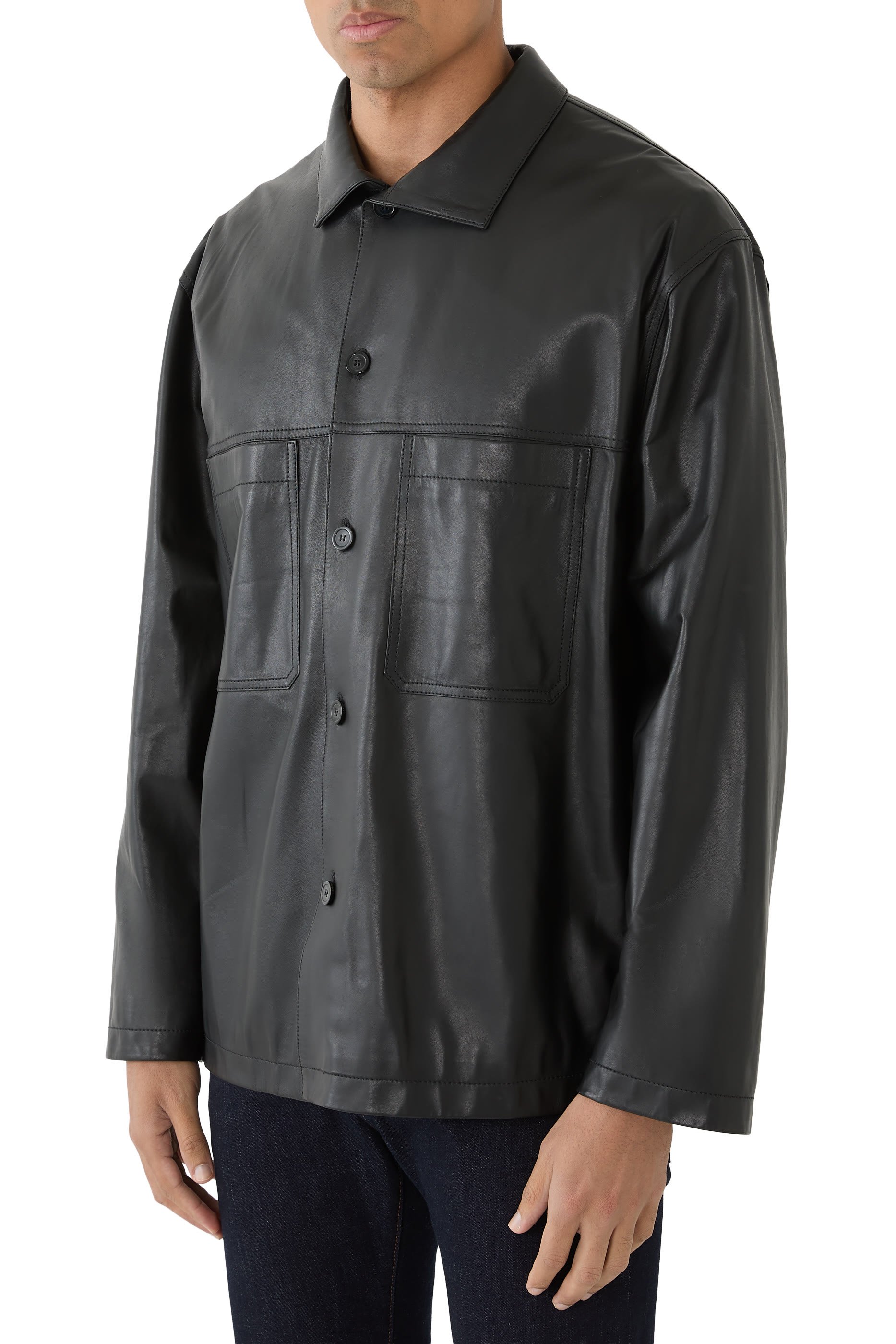 Ultra Light Lambskin Nappa Leather Shirt Jacket