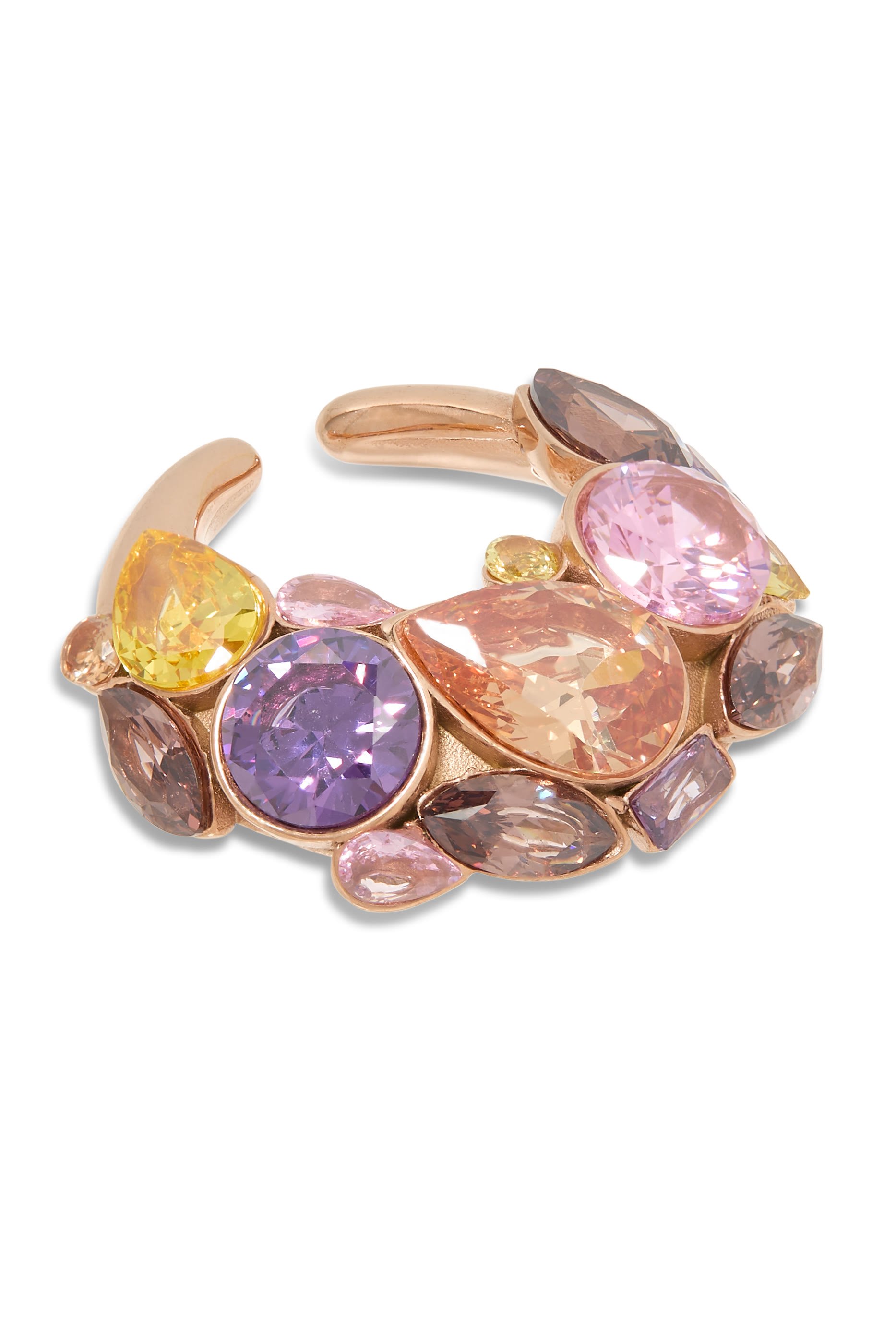 Round Single Ear Cuff, Gold-Plated Stainless Steel & Crystals