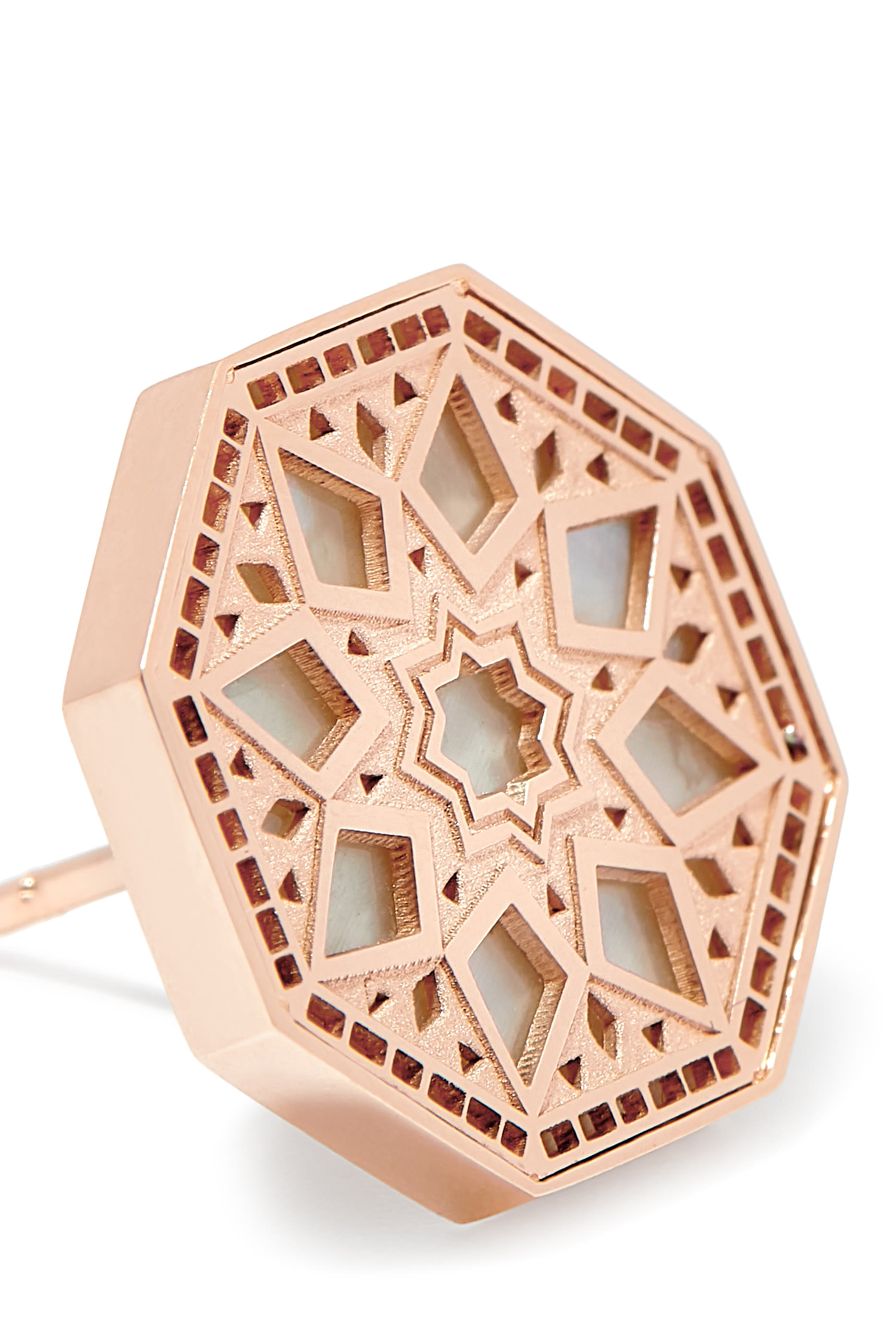 Classic Turath Large Earrings, 18k Rose Gold & Mother of Pearl