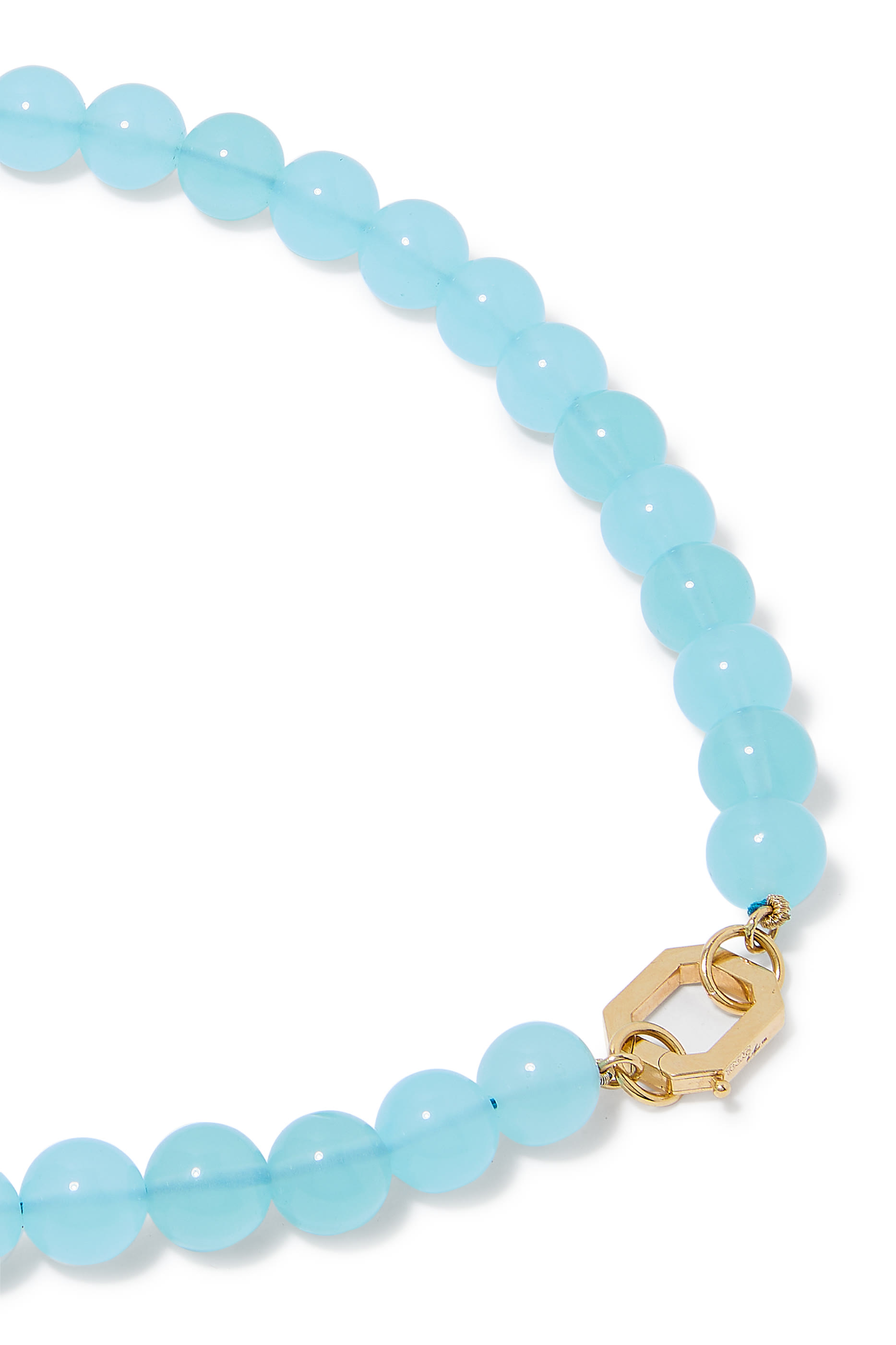  Aqua Beaded Necklace, 18K Yellow Gold