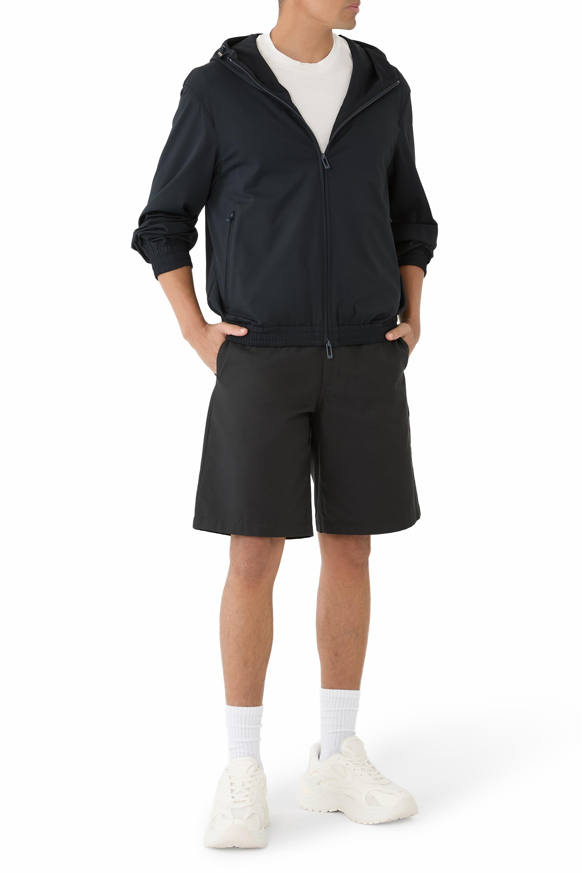 Stretch-Nylon Hooded Blouson 