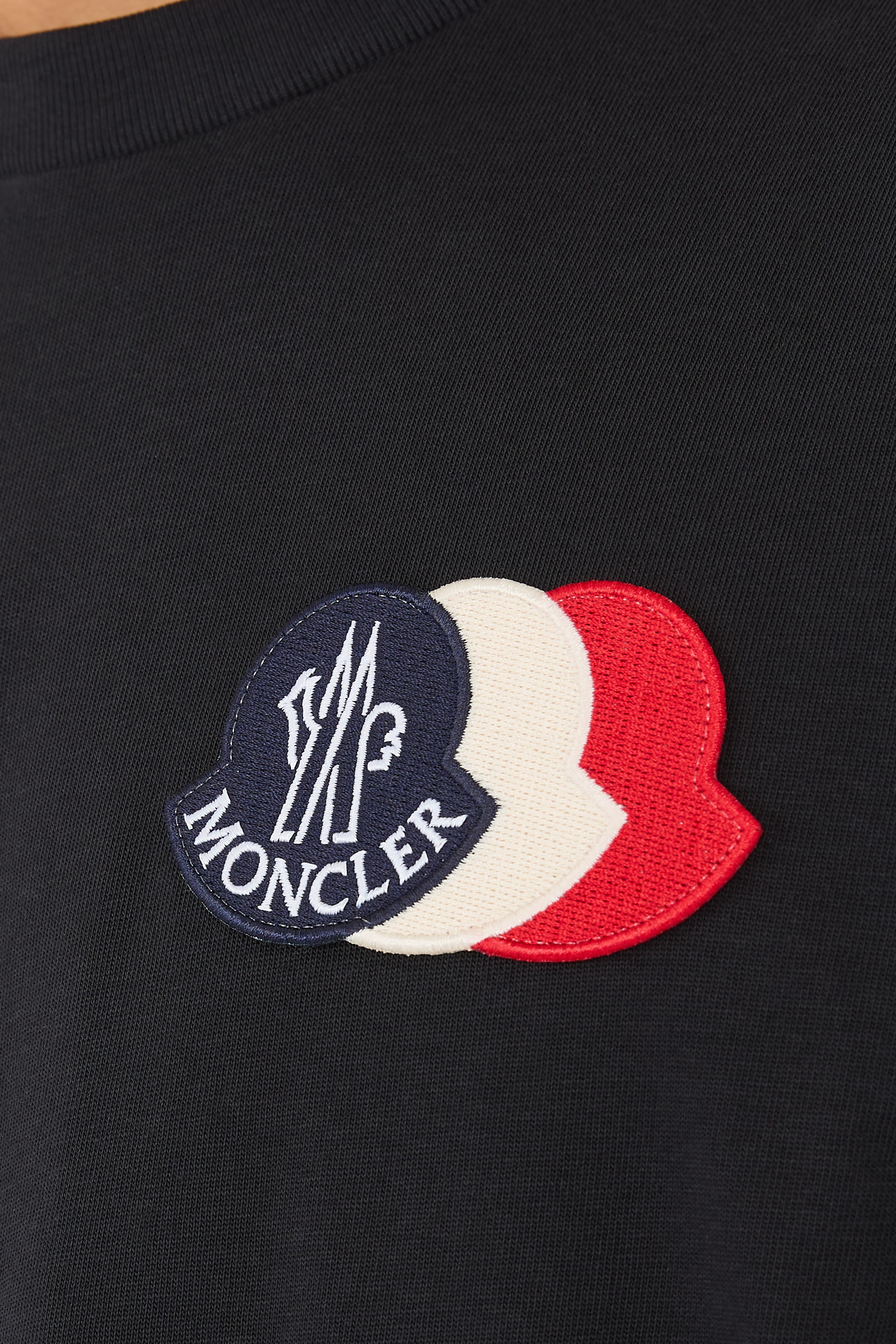 Embroidered Tricolour Logo Cotton T-Shirt