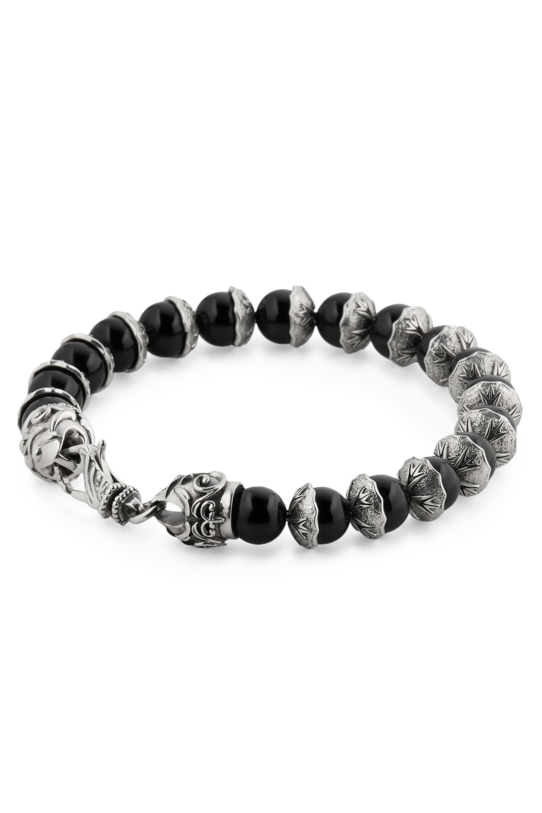 Shield Beaded Bracelet, Sterling Silver