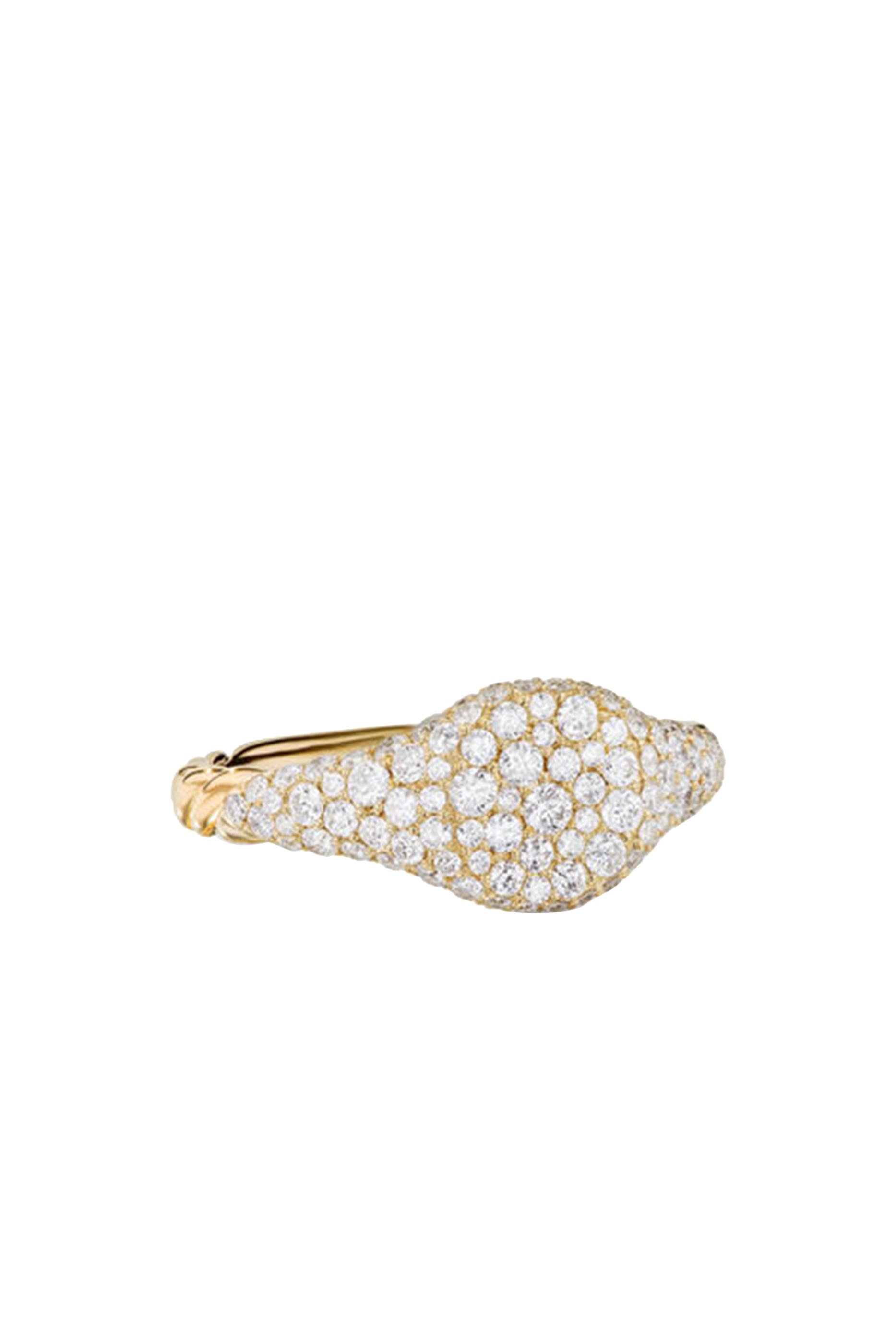 Petite Pav&eacute; Pinky Ring, 18K Yellow Gold & Diamonds